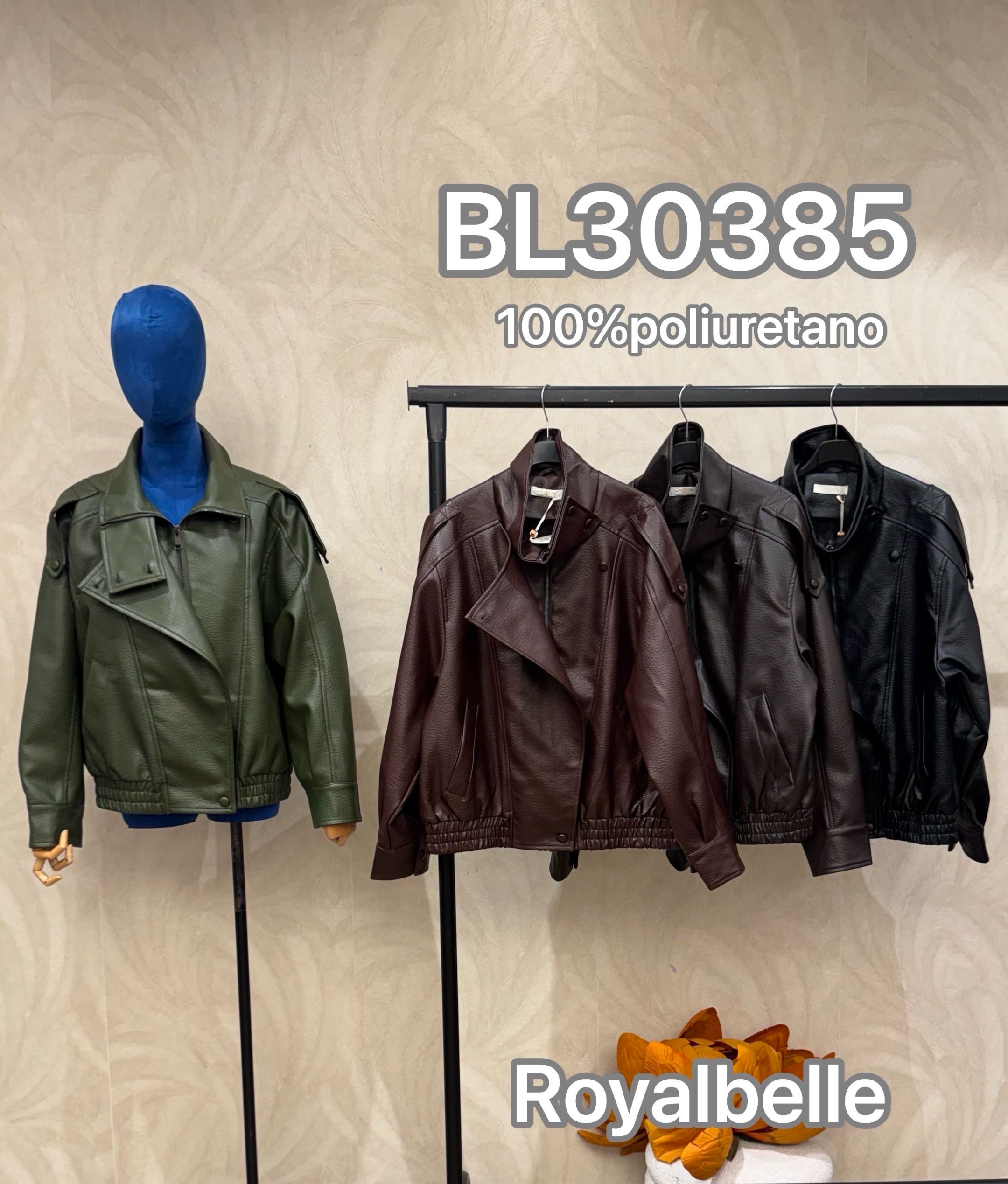 Eco-Leather Jacket with Elastic Hem