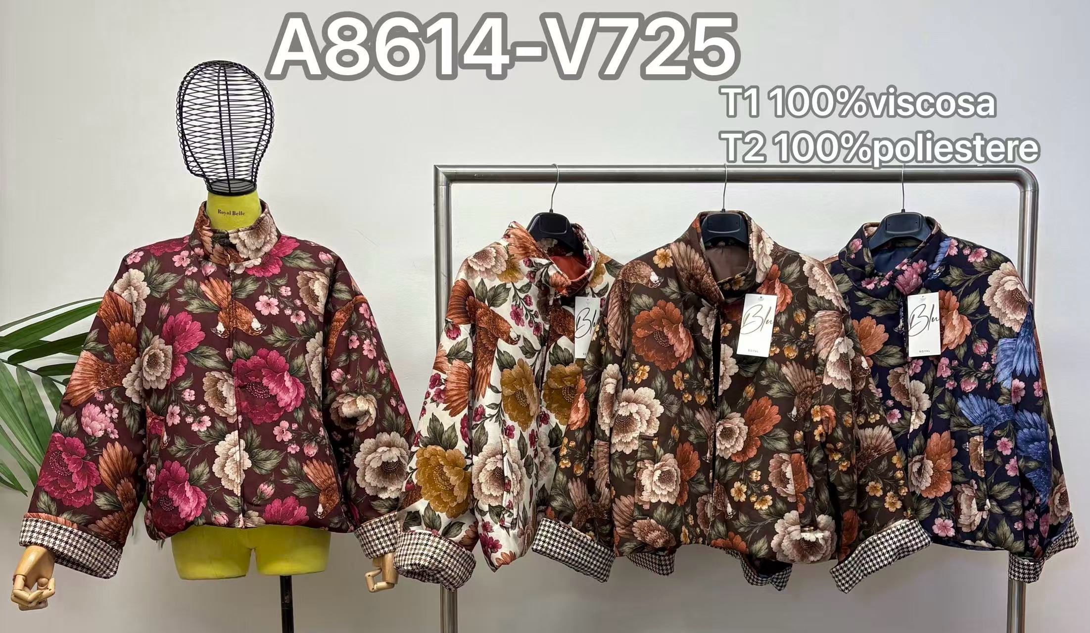 Short Floral Stand‑Collar Jacket