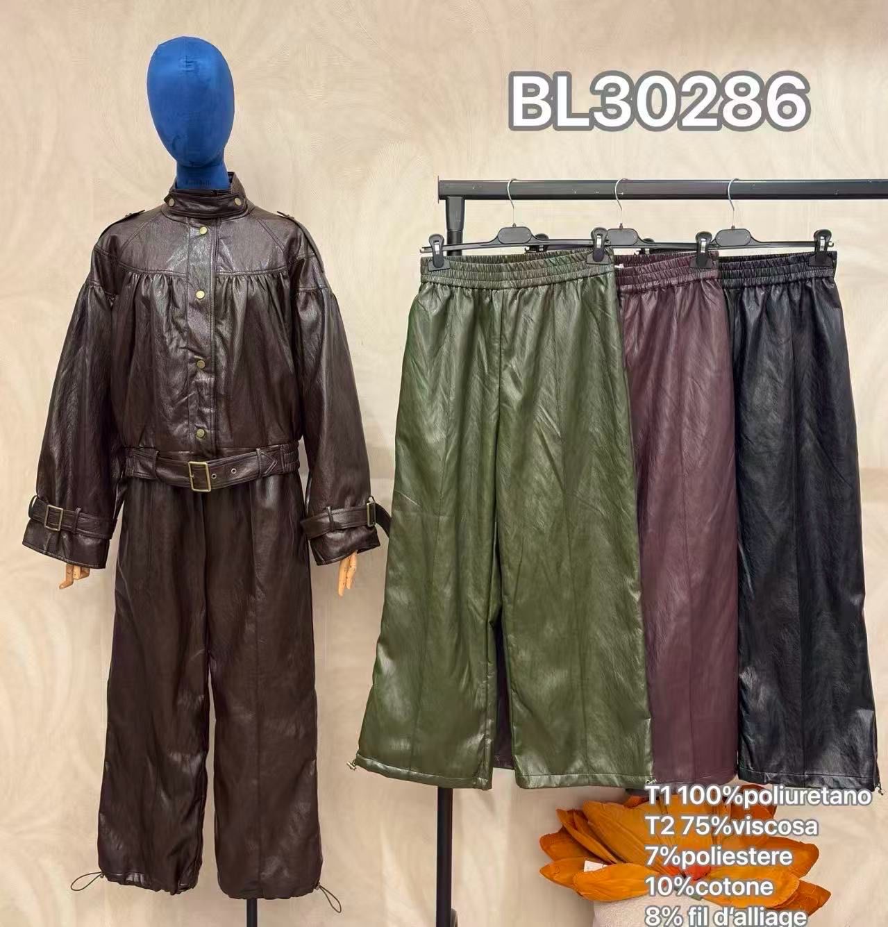 Wide-Leg Eco-Leather Trousers