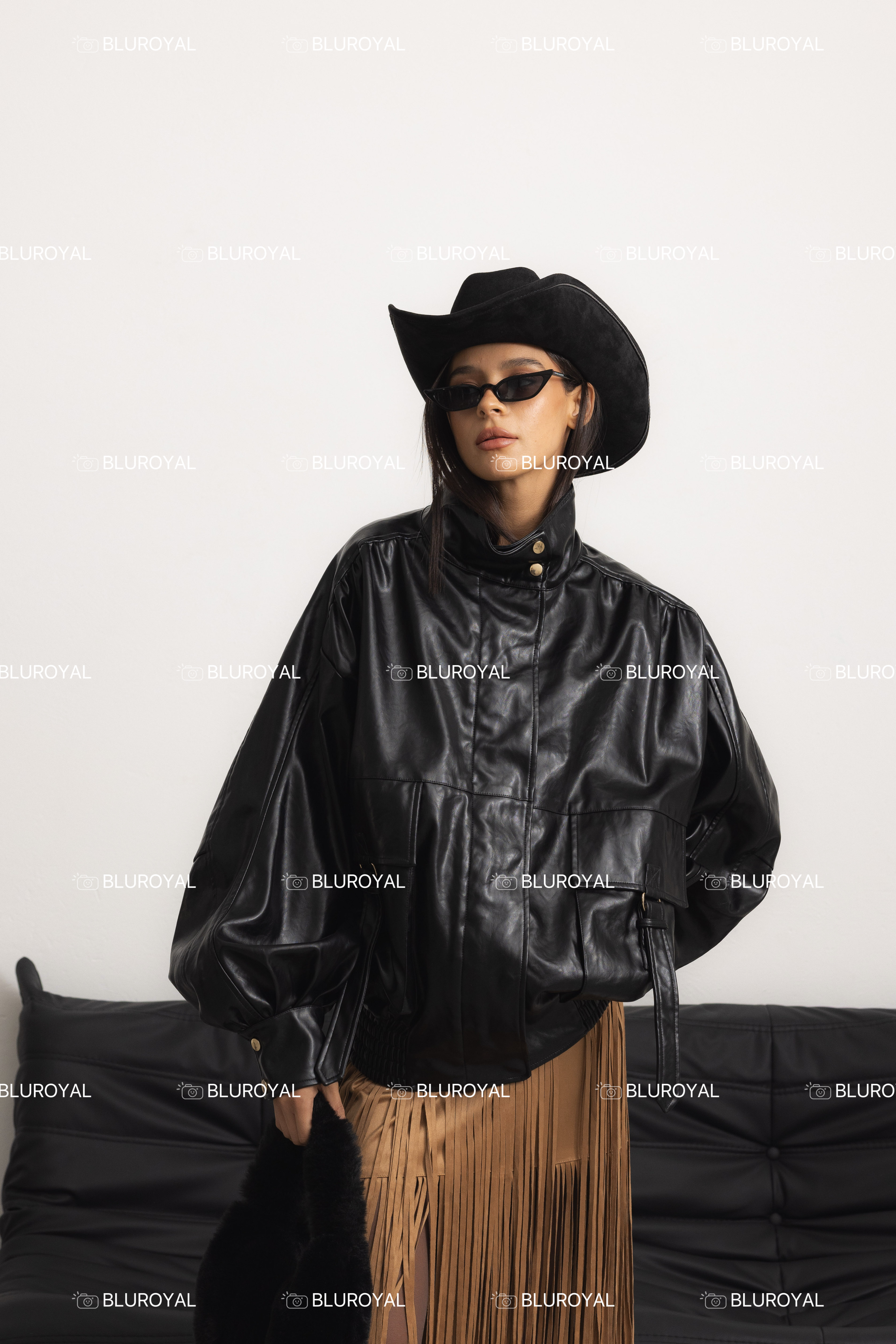 Oversize Bomber Jacket with Stand Collar