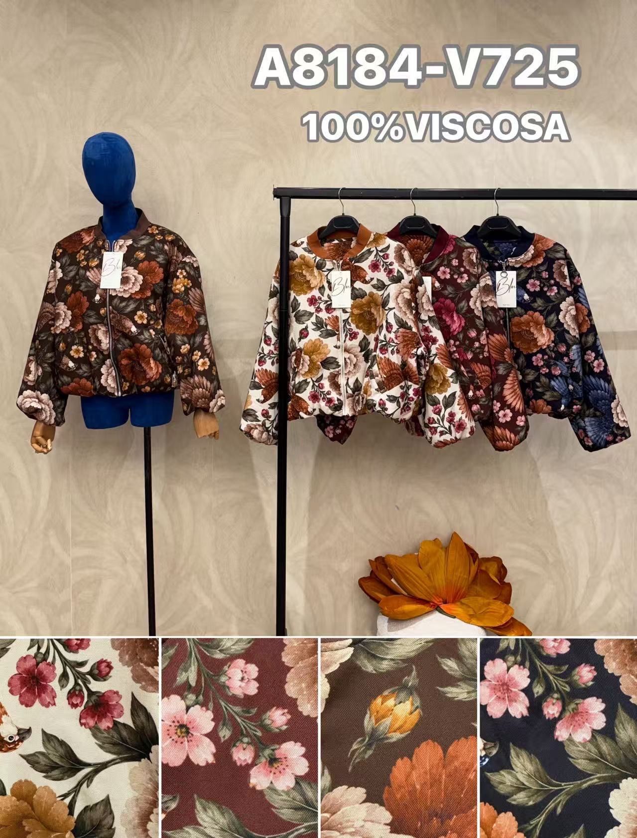 Floral Bomber with Stand Collar