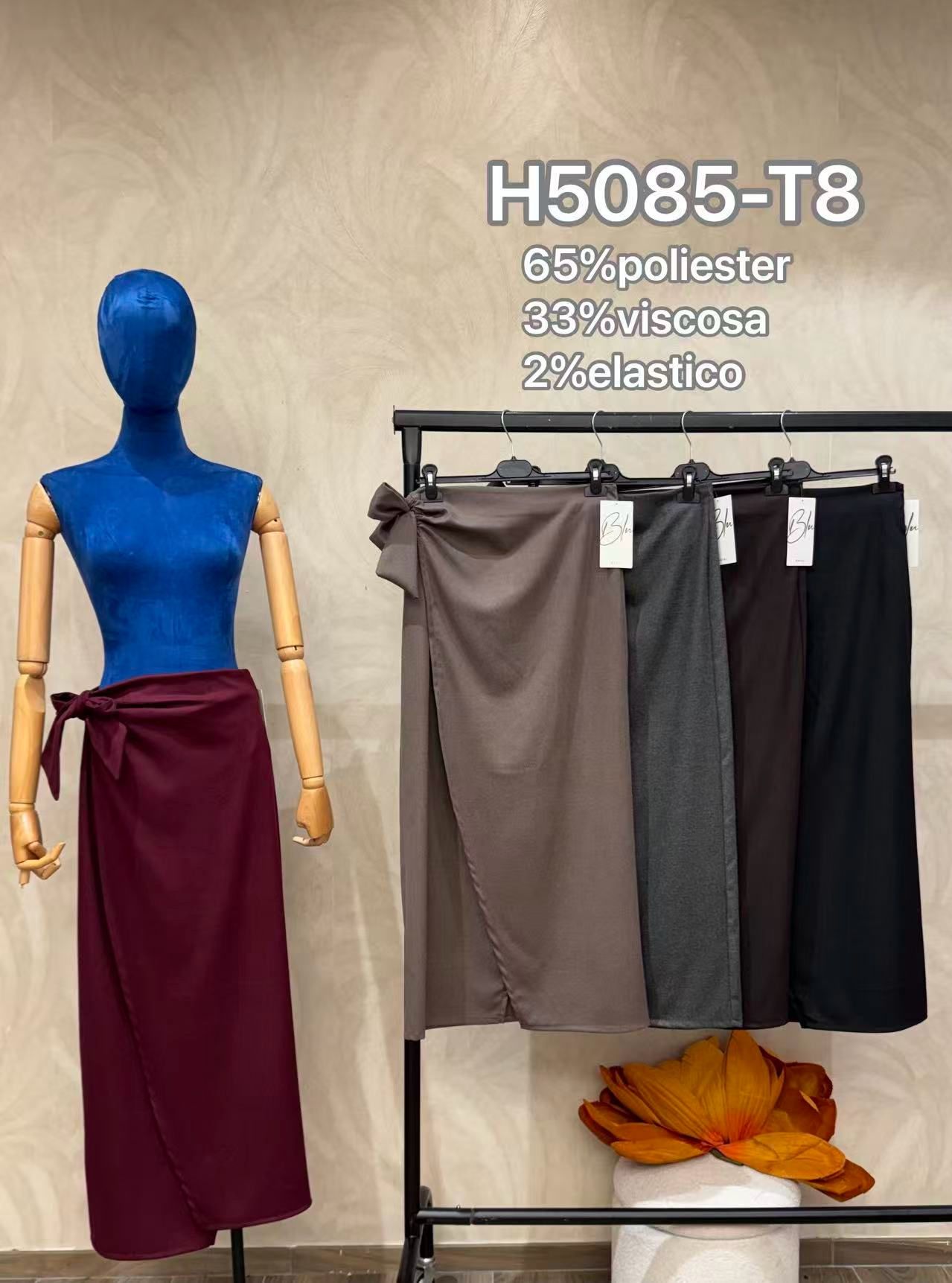 Wrap Midi Skirt with Tie