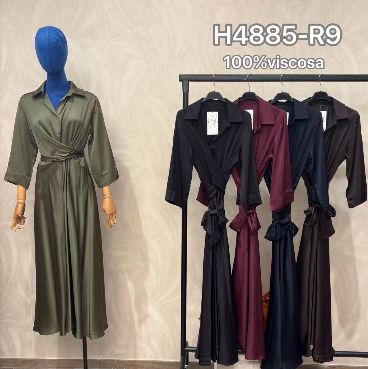 Wrap Maxi Dress with 3/4 Sleeves