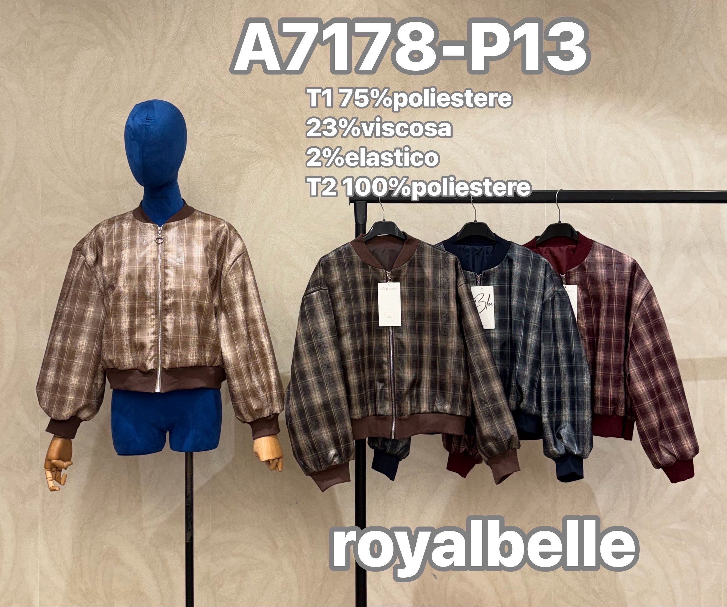 Oversize Bomber Jacket in Check