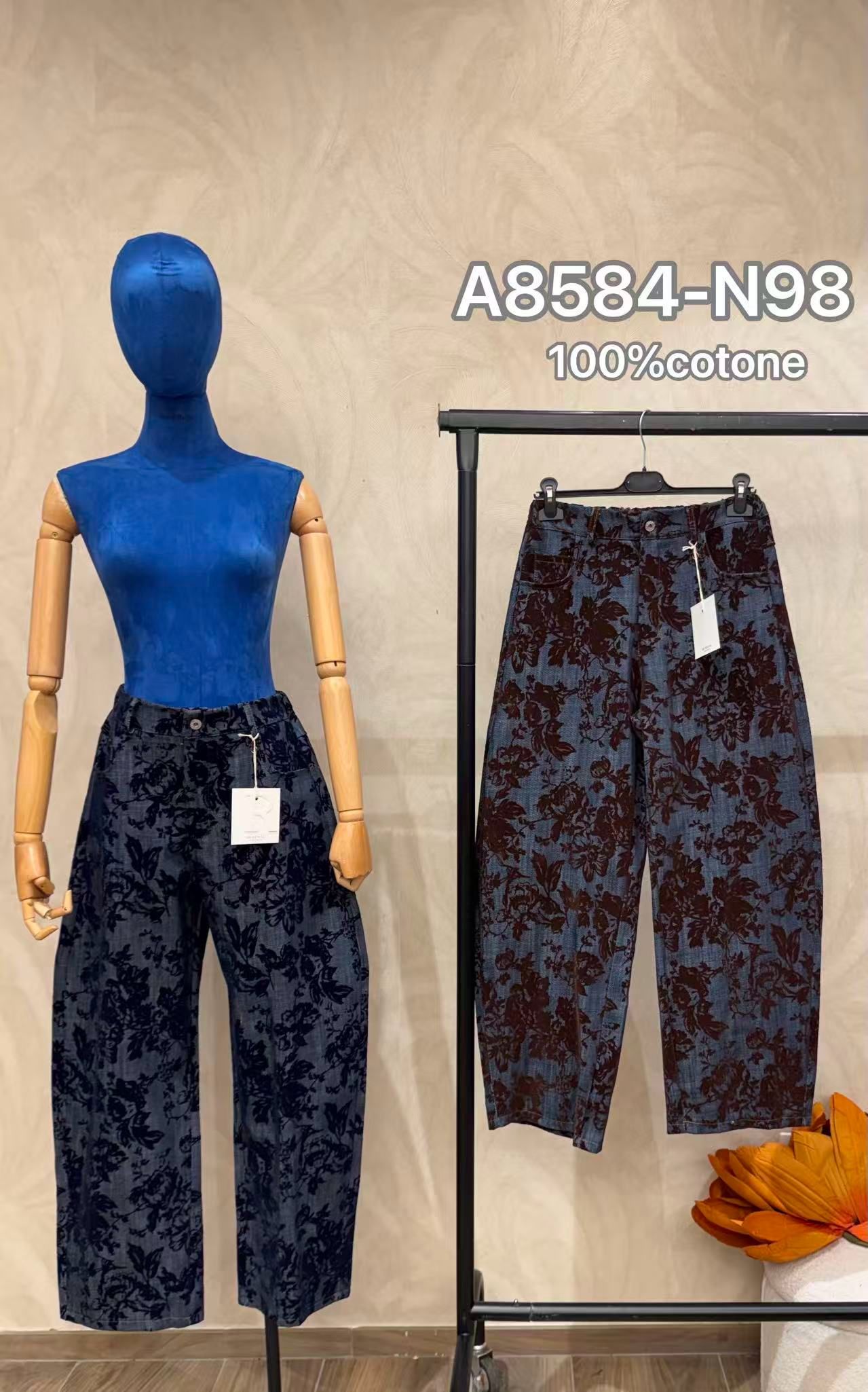 Straight Floral Trousers