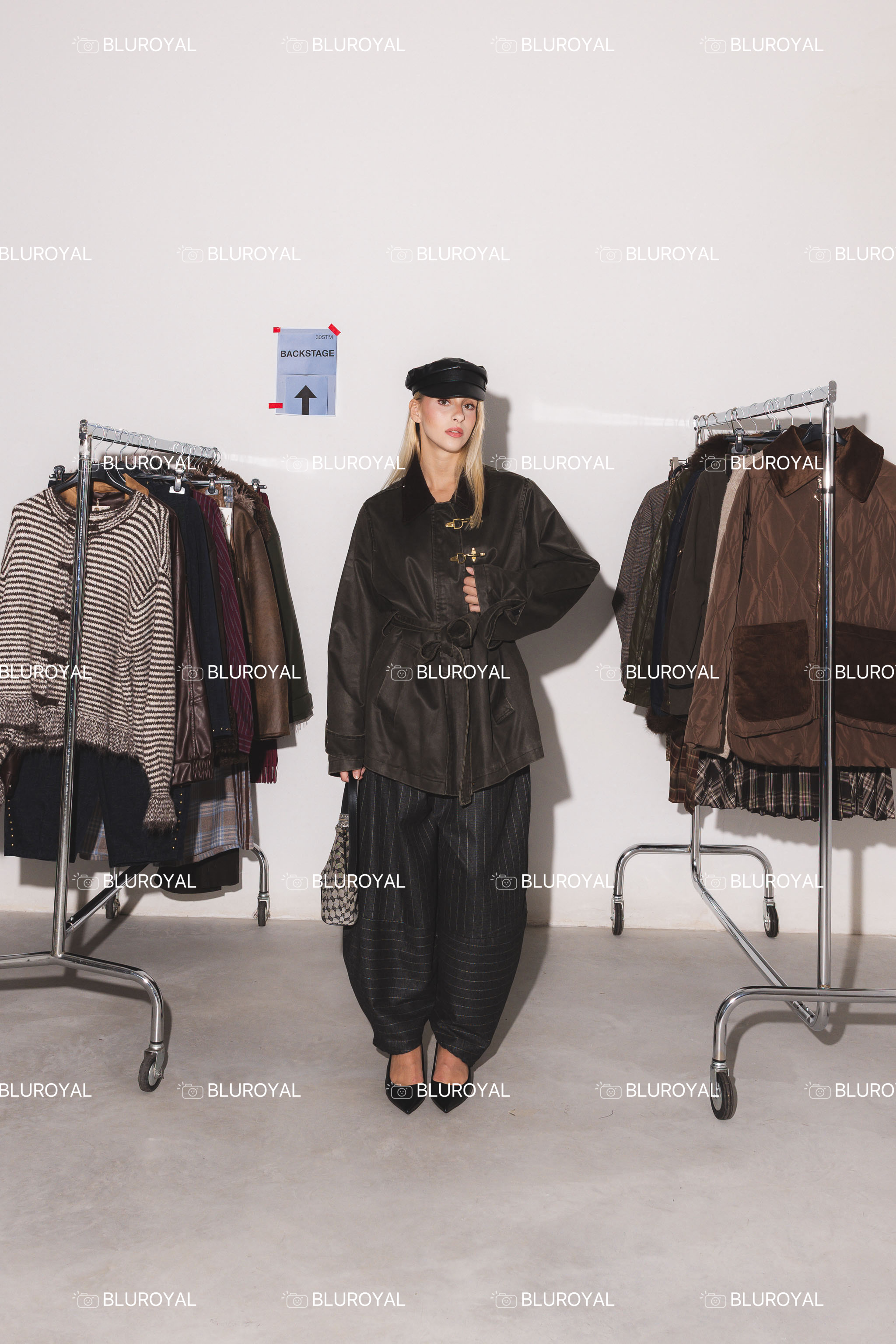 Faux Leather Belted Jacket