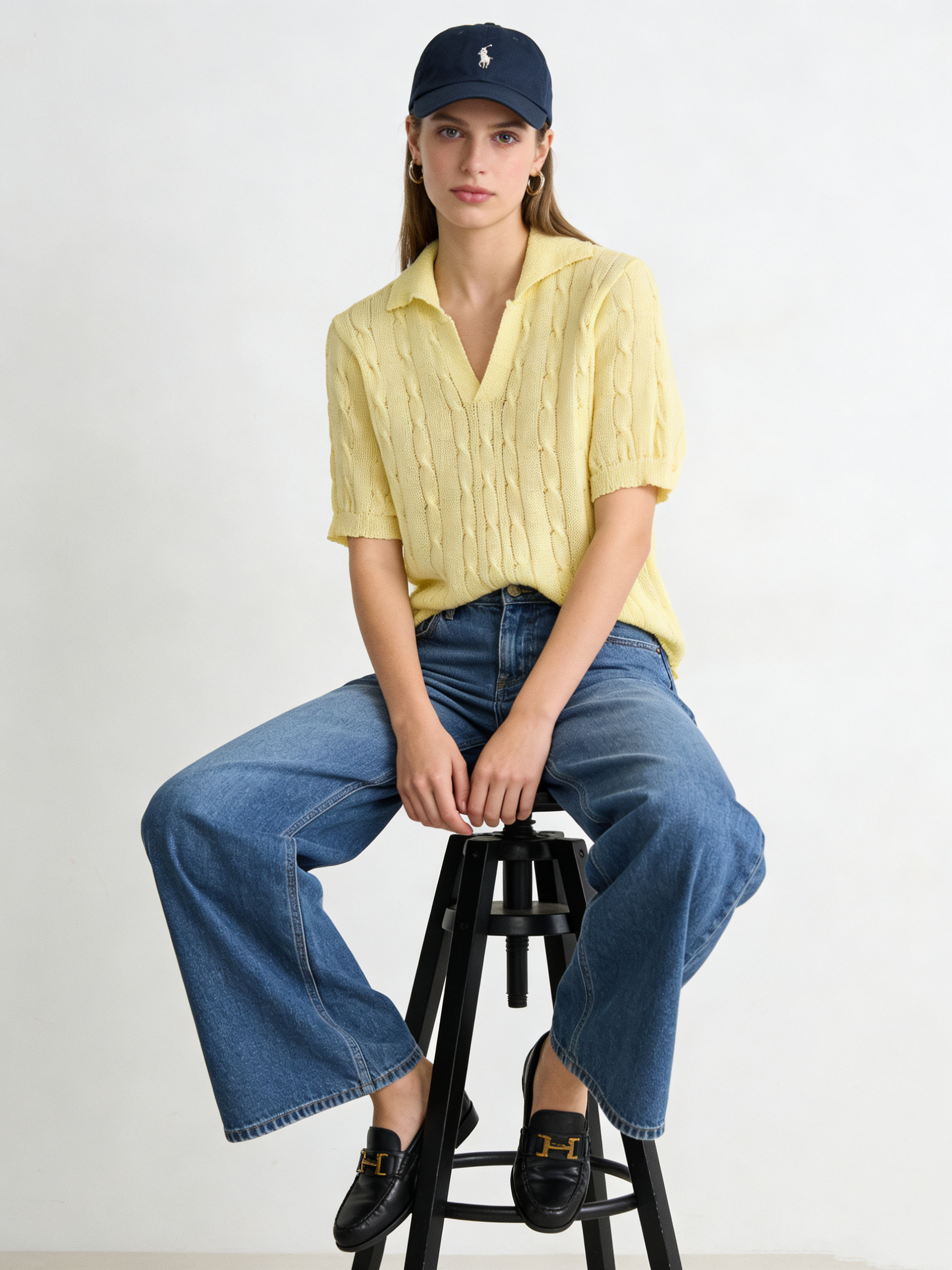 Cropped V‑Neck Sweater