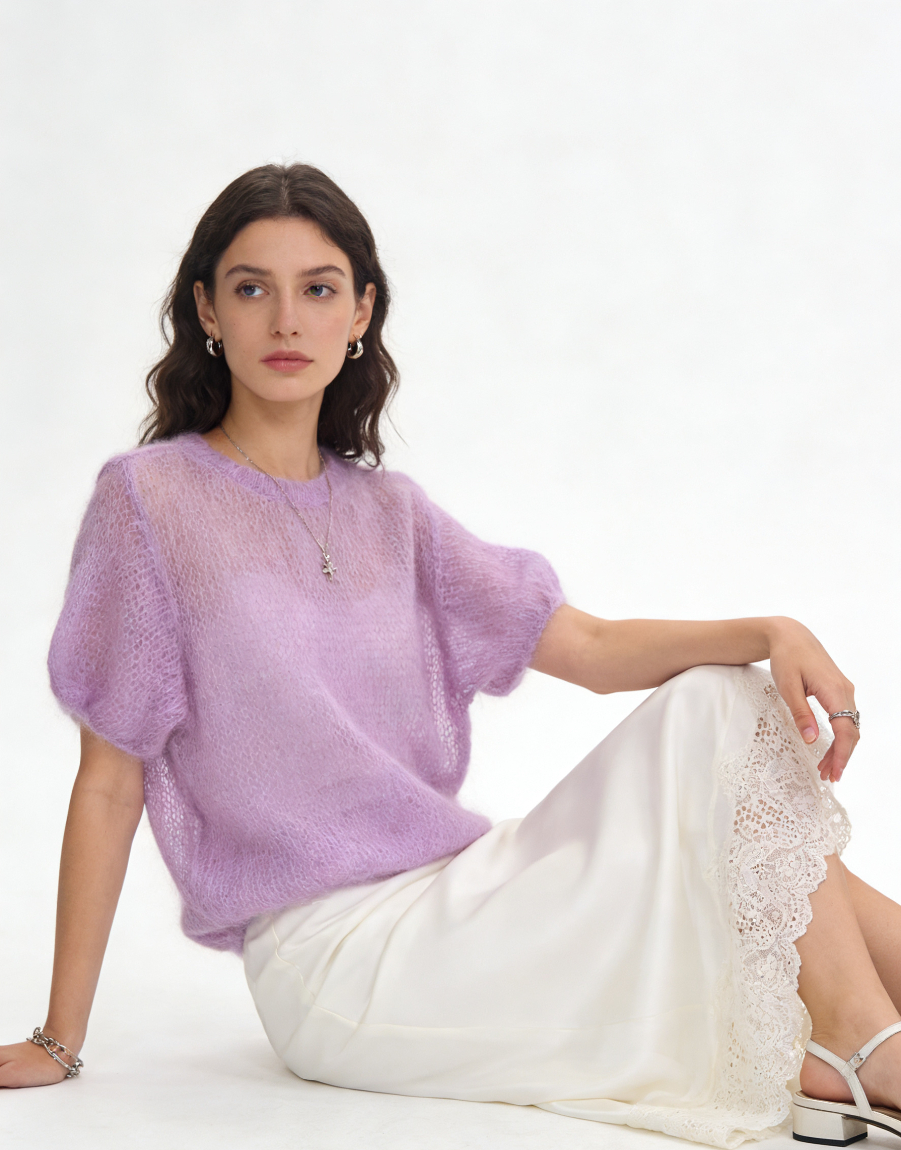 Cropped Puff-Sleeve Sweater