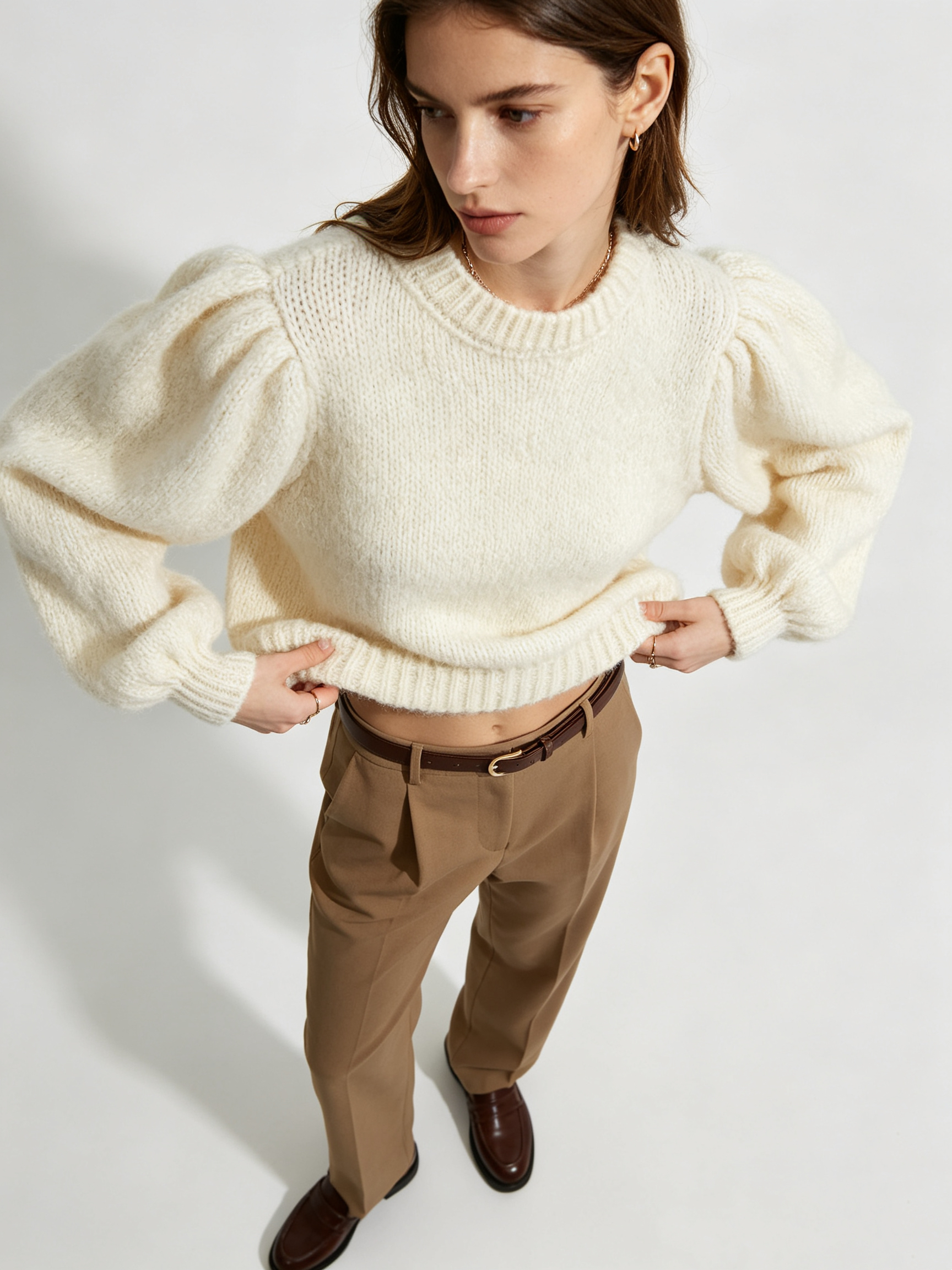 Simple Puff-Sleeve Sweater