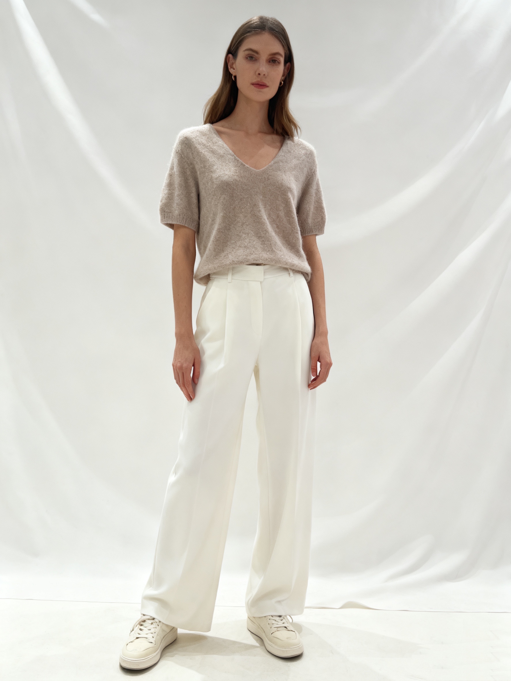 Cropped V‑Neck Sweater