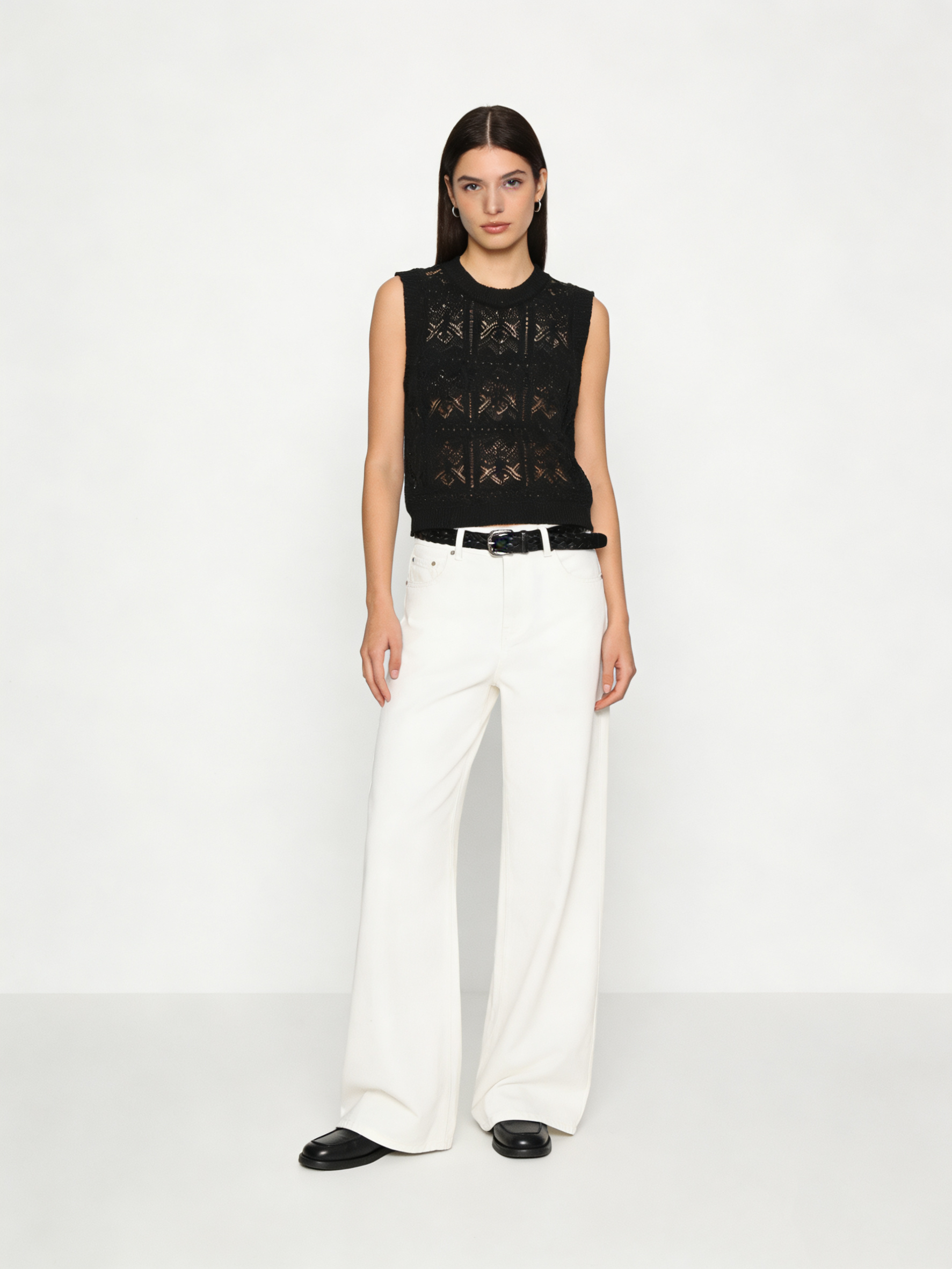 Openwork Hip-Length Vest