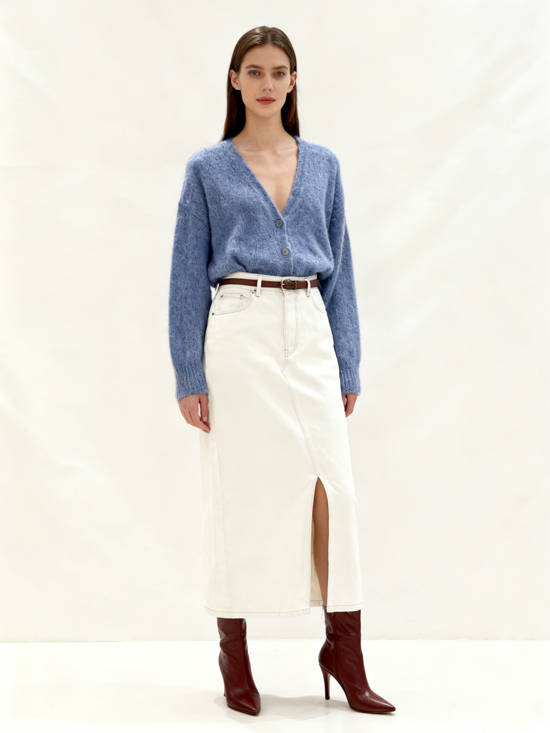 Relaxed V-Neck Mohair Cardigan