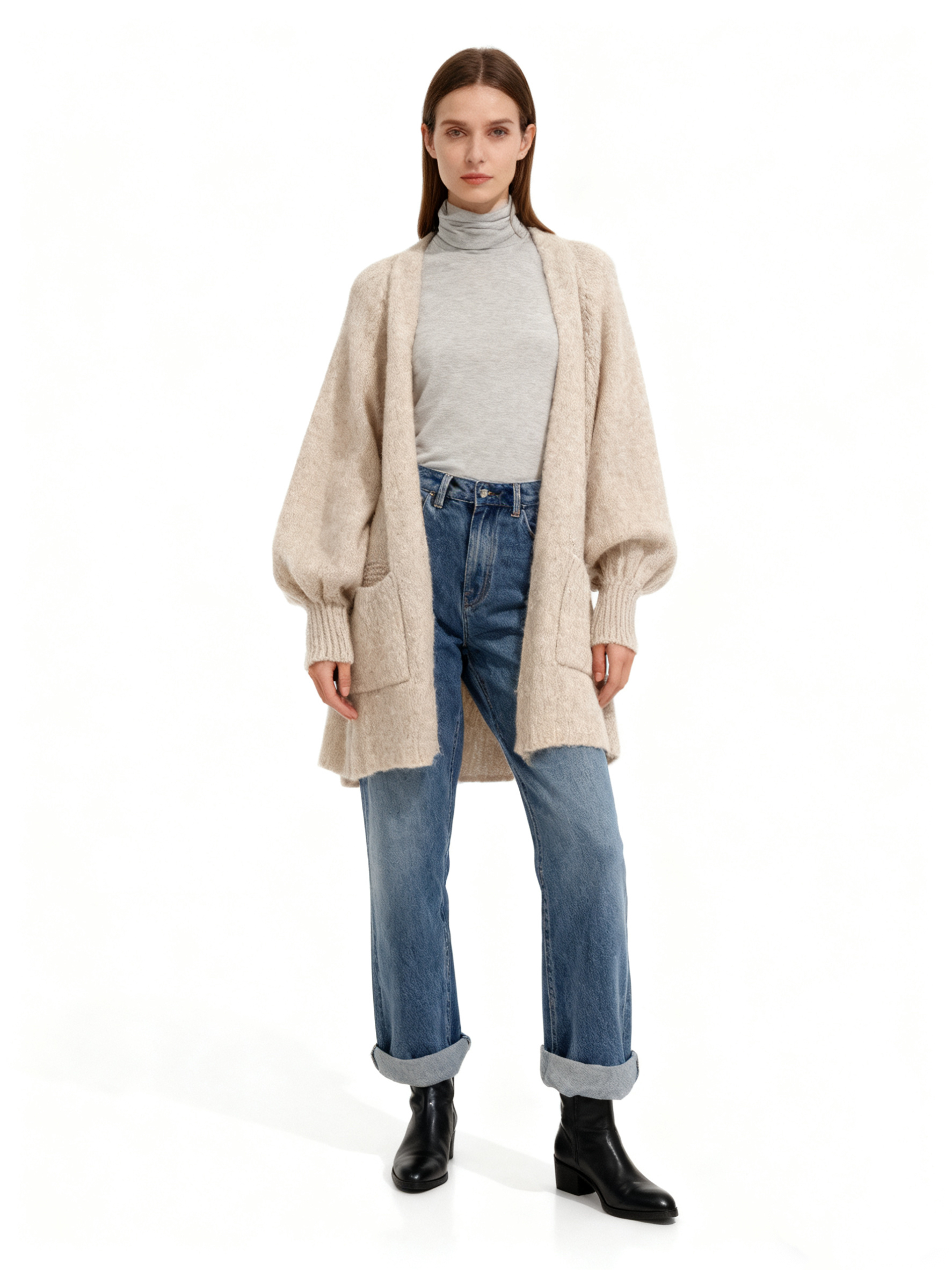 Long Relaxed V-Neck Cardigan