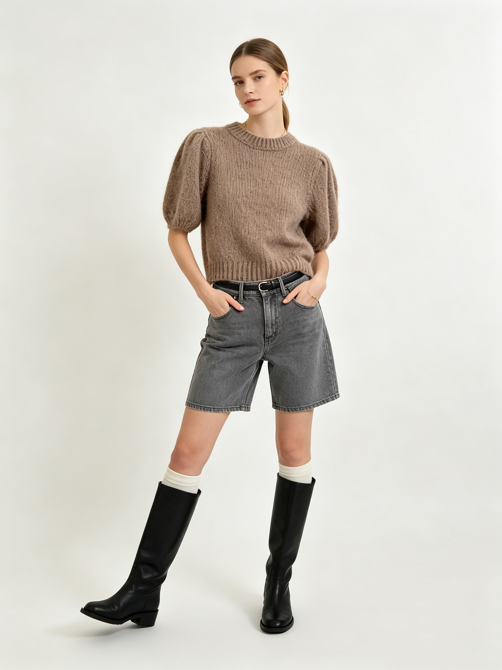Simple Puff-Sleeve Sweater