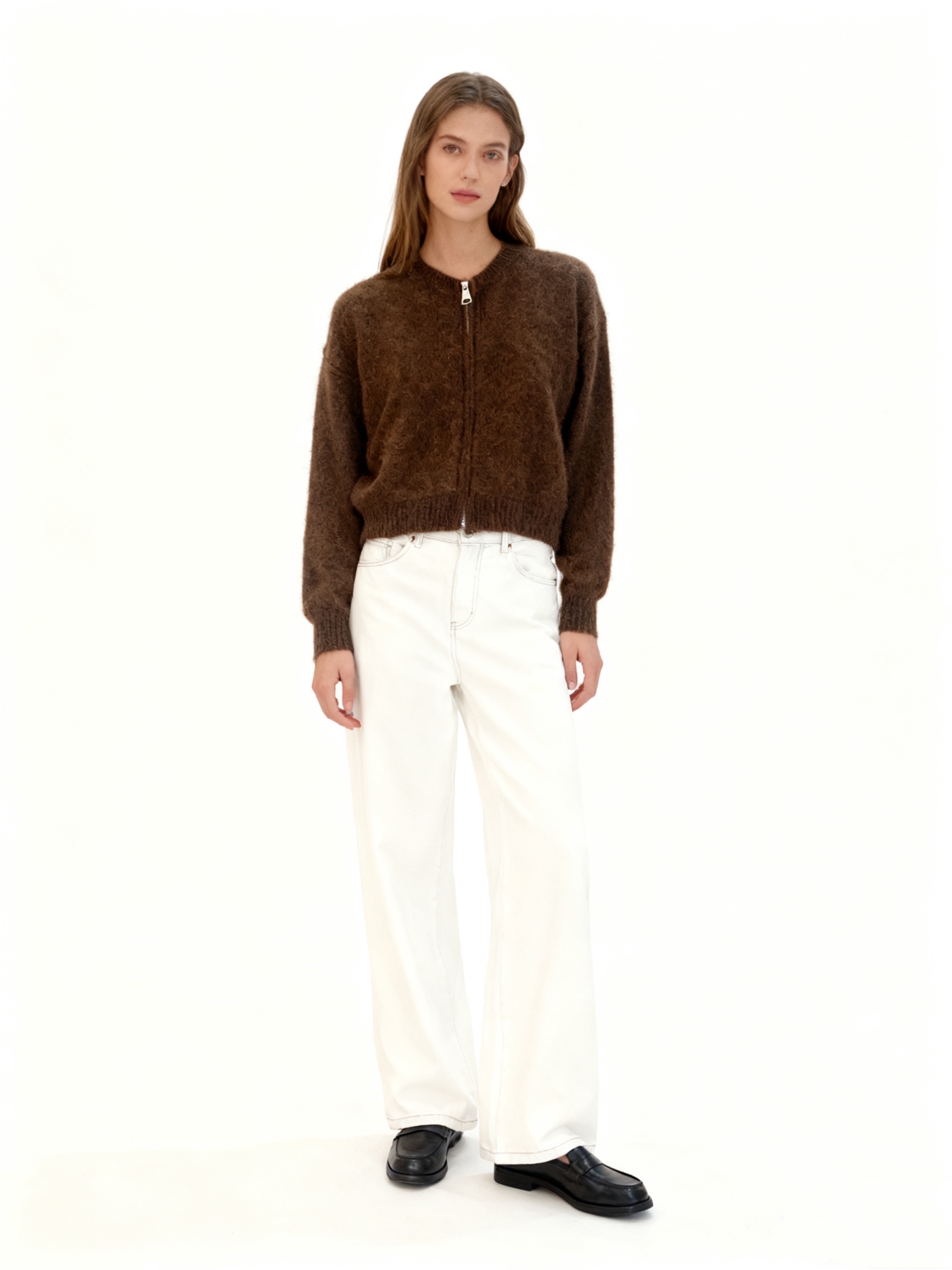 Fluffy Seamed Cardigan