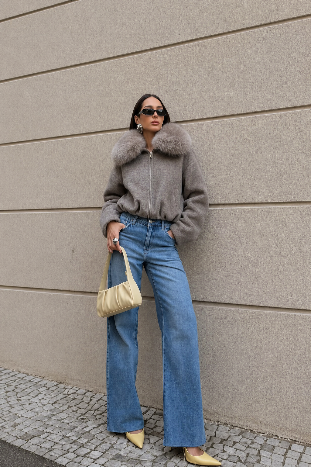 Fur-Trim Bomber Jacket