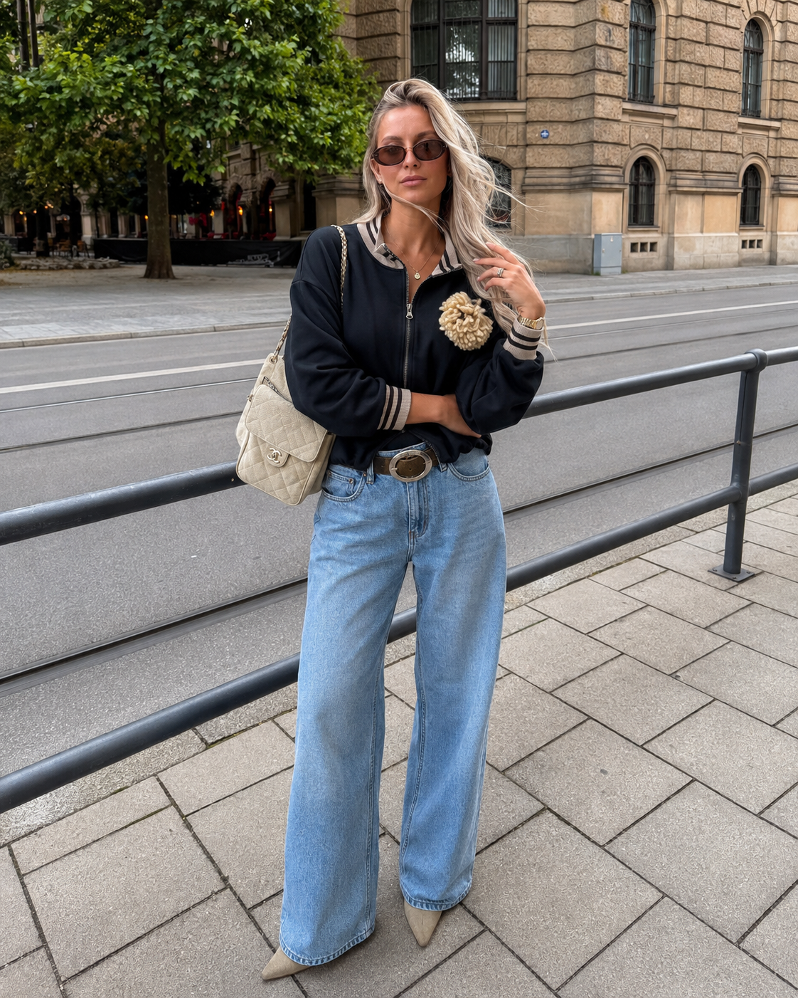 Bomber Jacket with Stand Collar