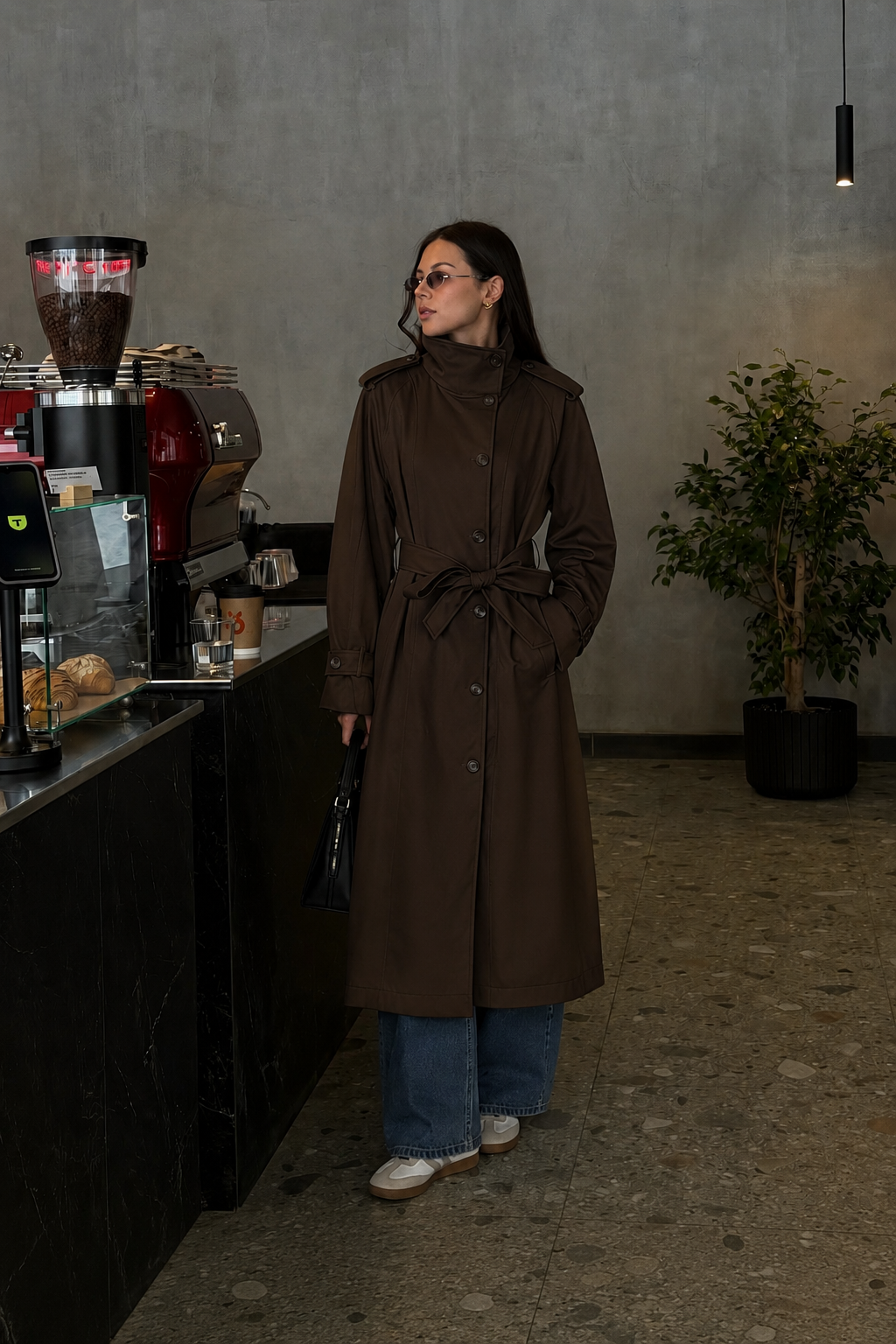 Midi Trench Coat with Belt
