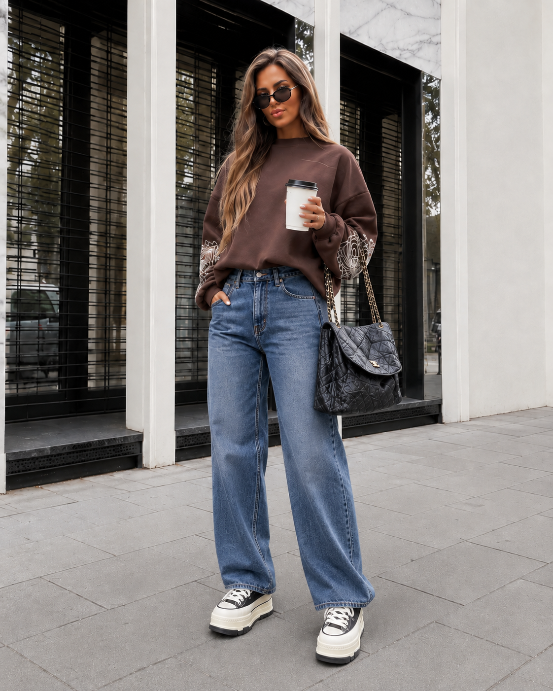 Oversized Sweatshirt with Embroidery