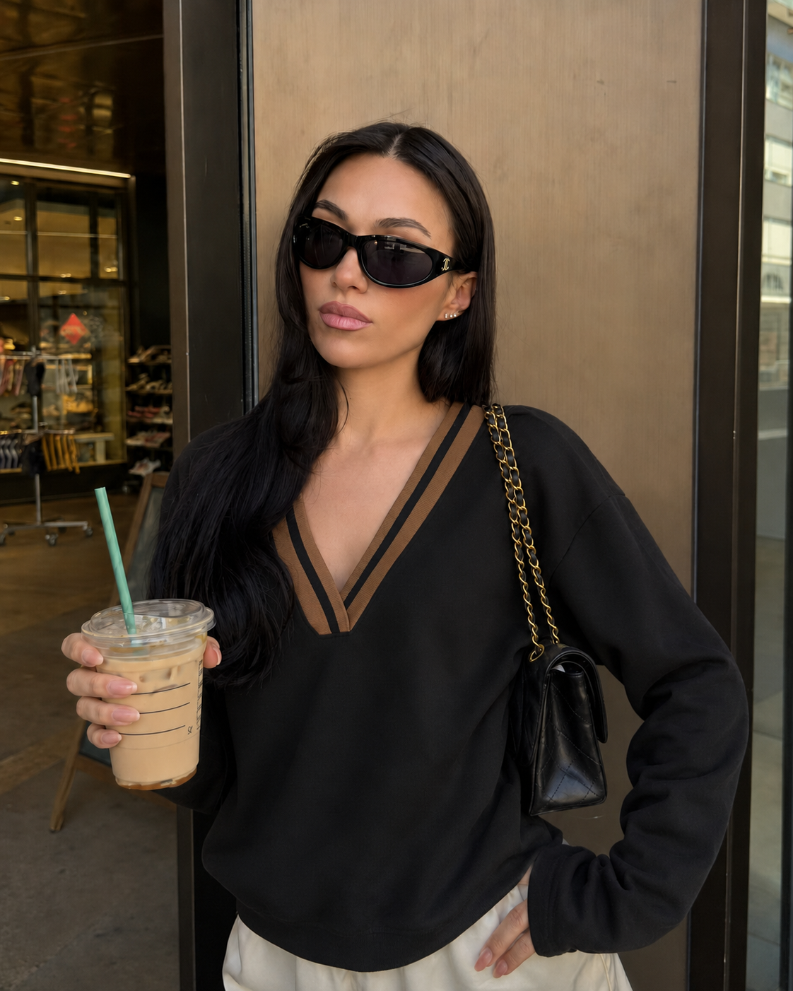 Oversized V-Neck Sweatshirt
