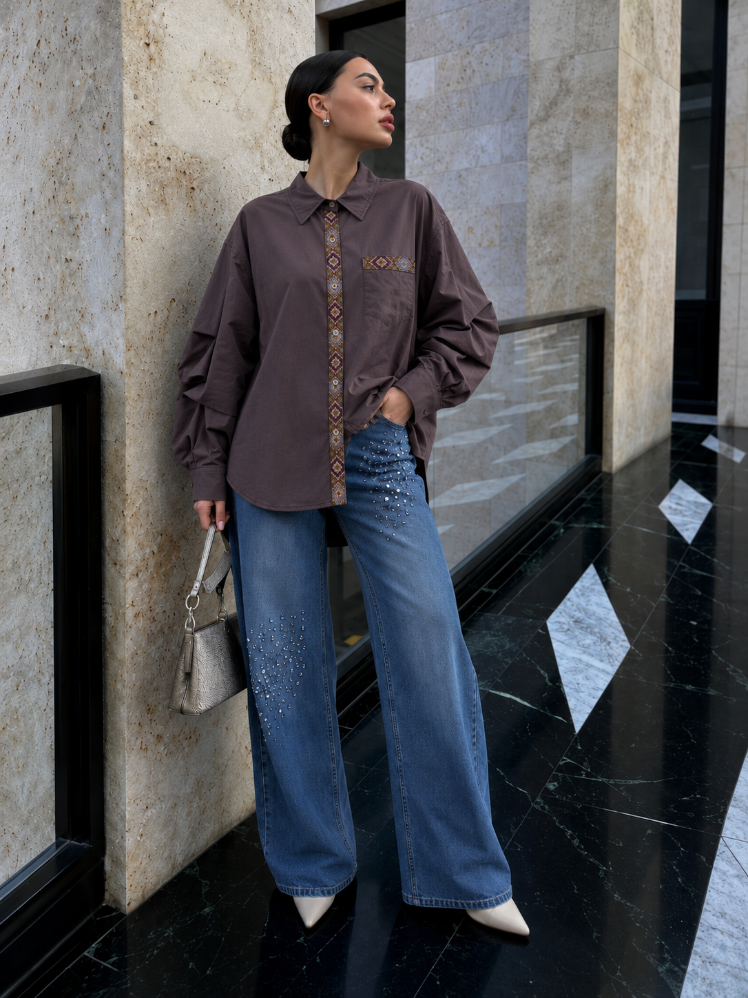Relaxed Longline Shirt with Collar