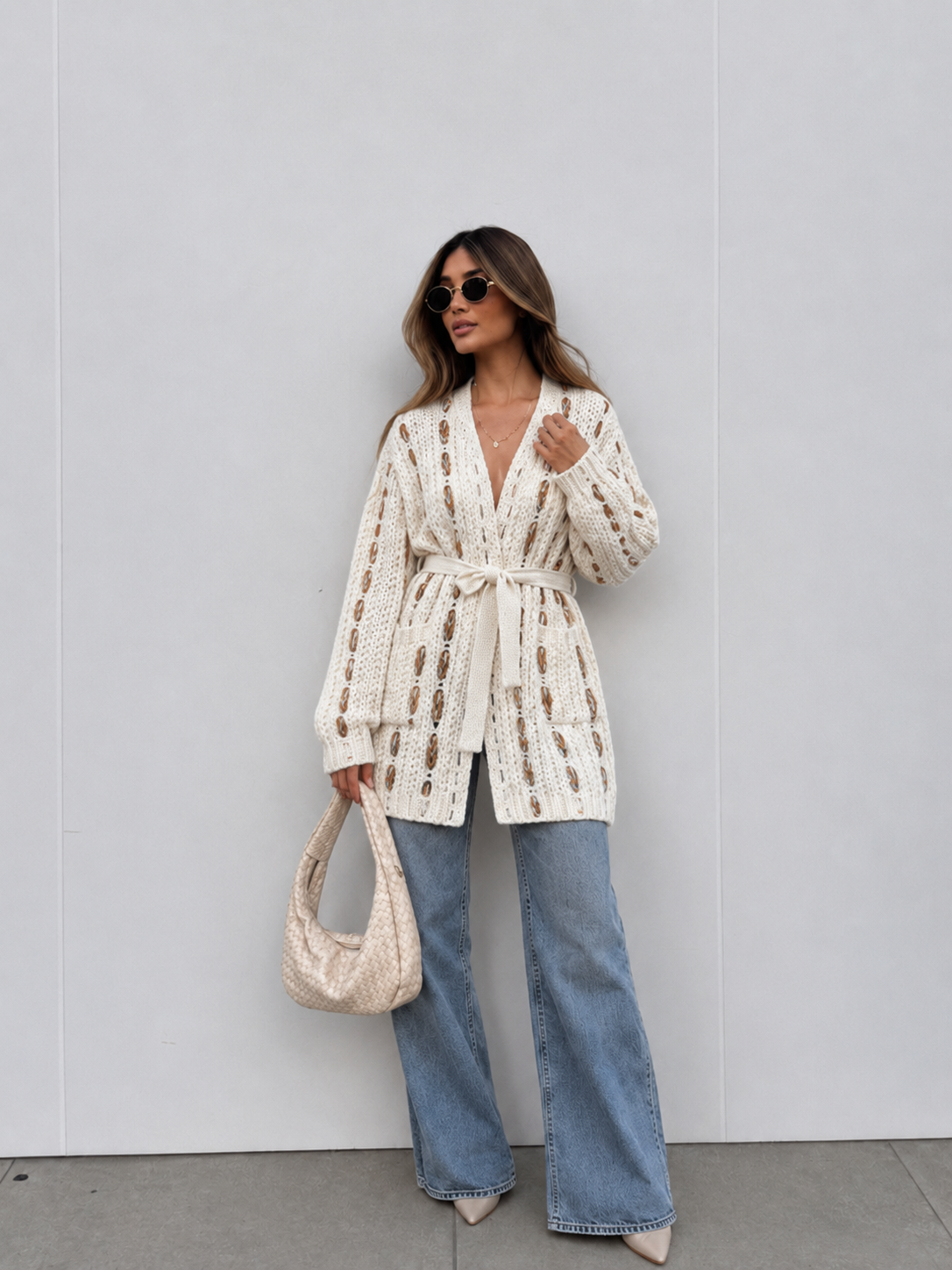 Long Relaxed V‑Neck Cardigan
