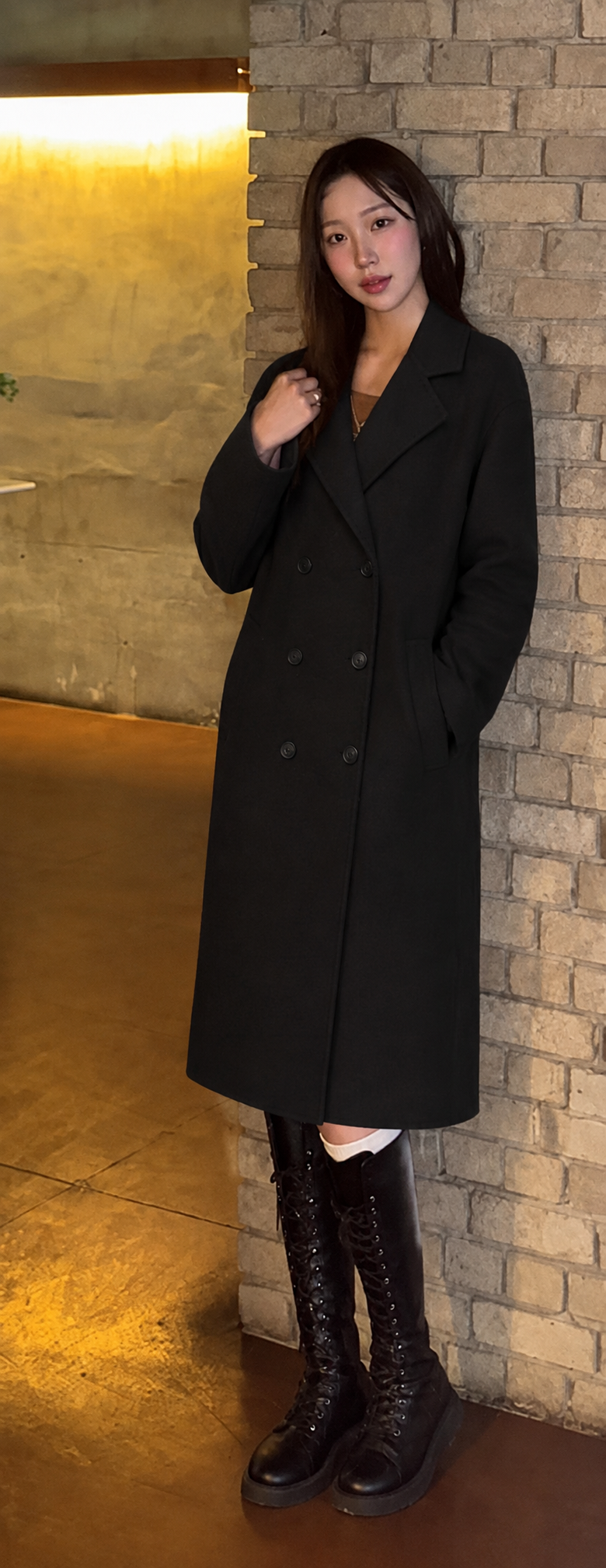 Midi Coat with Wide Lapels