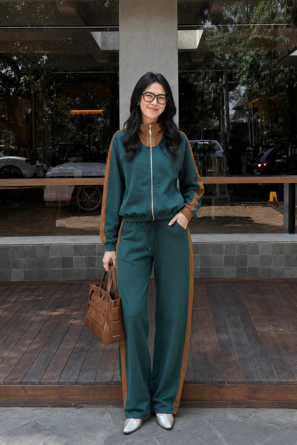 Zip-Up Sweatshirt with Mock Neck