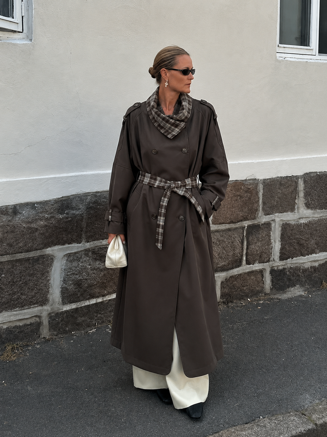 Midi Coat with Funnel Neck