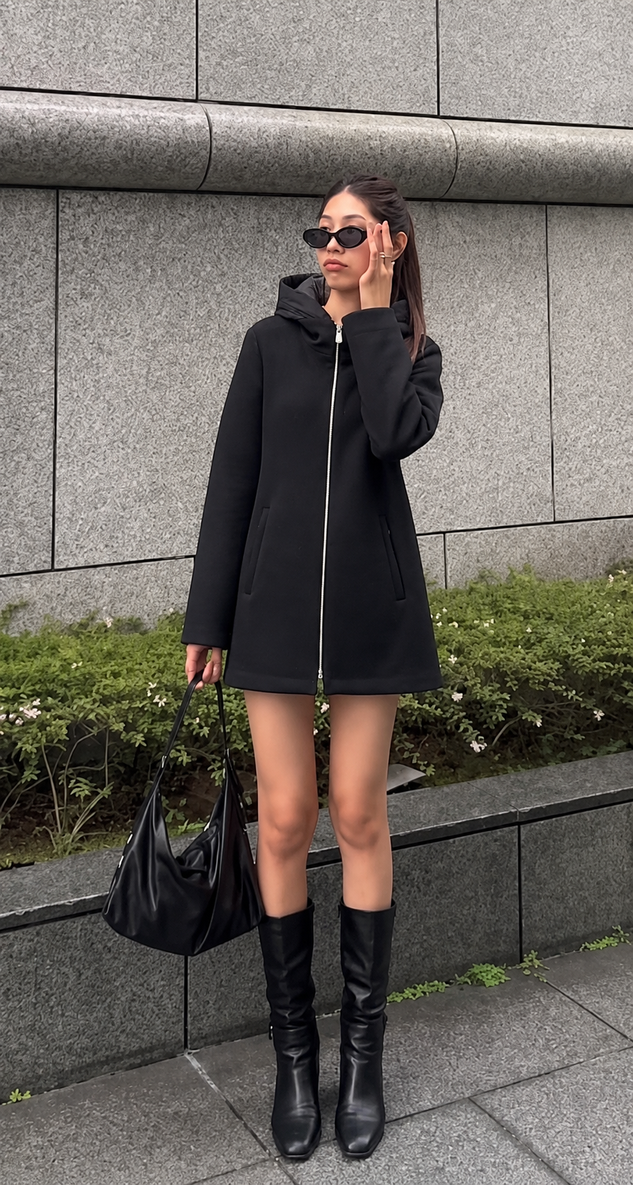 Midi Coat with Hood