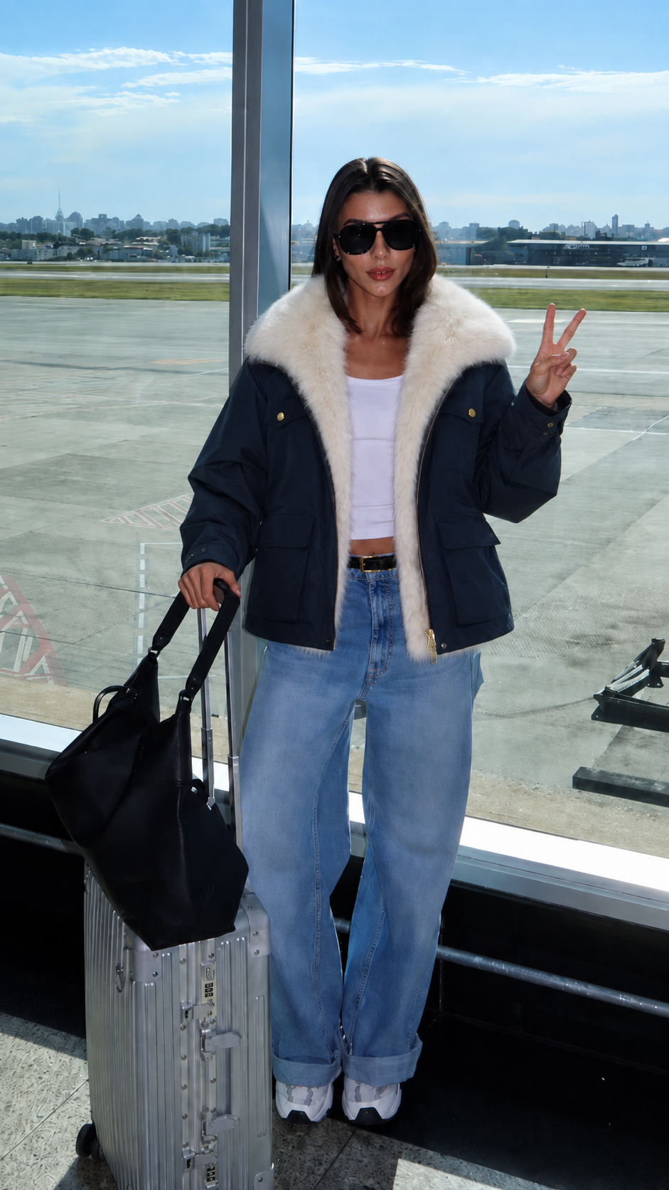 Short Puffer Jacket with Collar