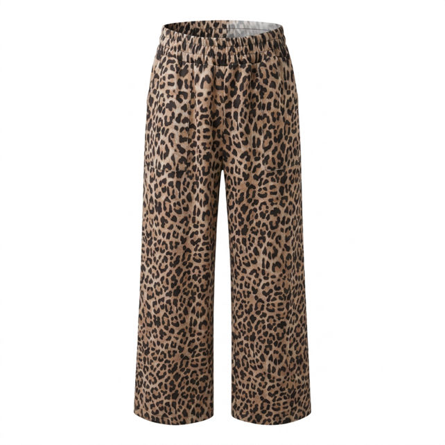 Wide‑Leg Leopard Print Trousers