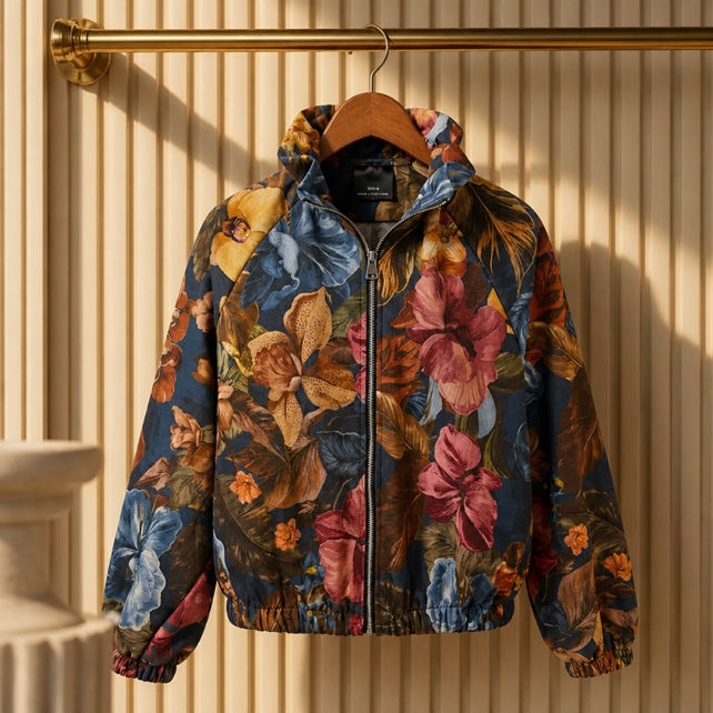 Floral Balloon Bomber Jacket
