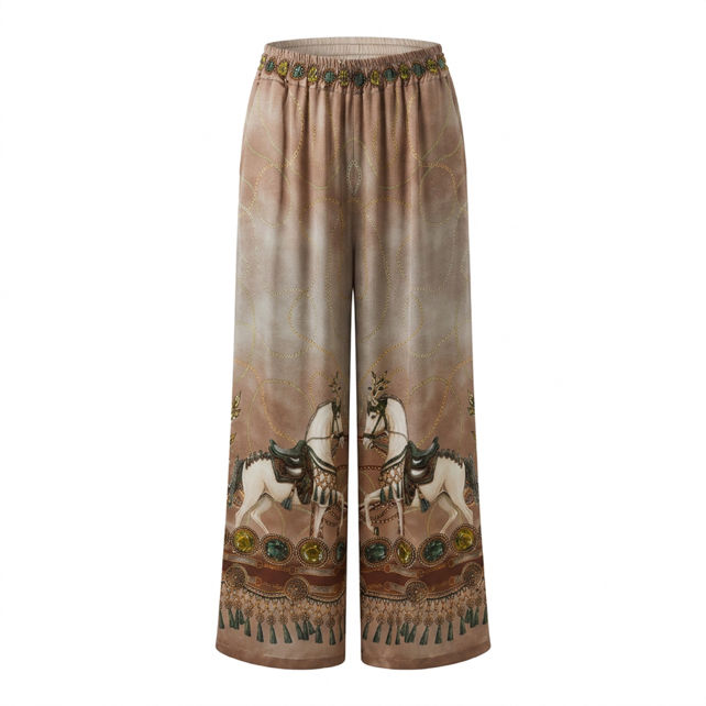 Wide-Leg Printed Trousers