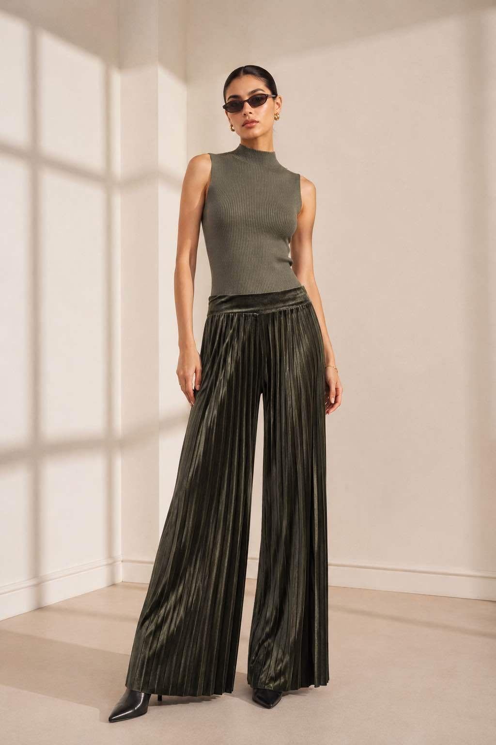 Pleated Palazzo Trousers