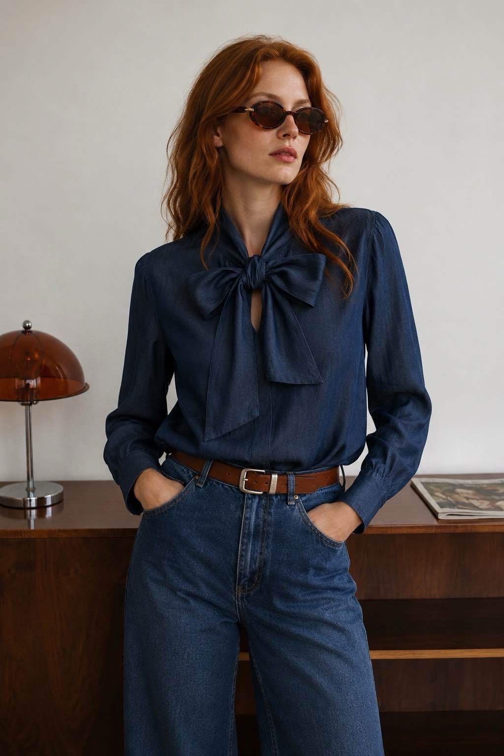 Tie-Neck Mock Collar Blouse