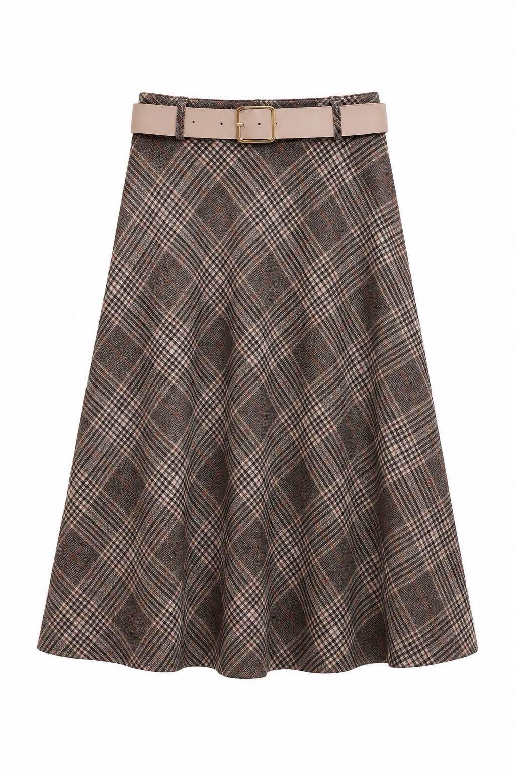 A-line Midi Skirt with Belt