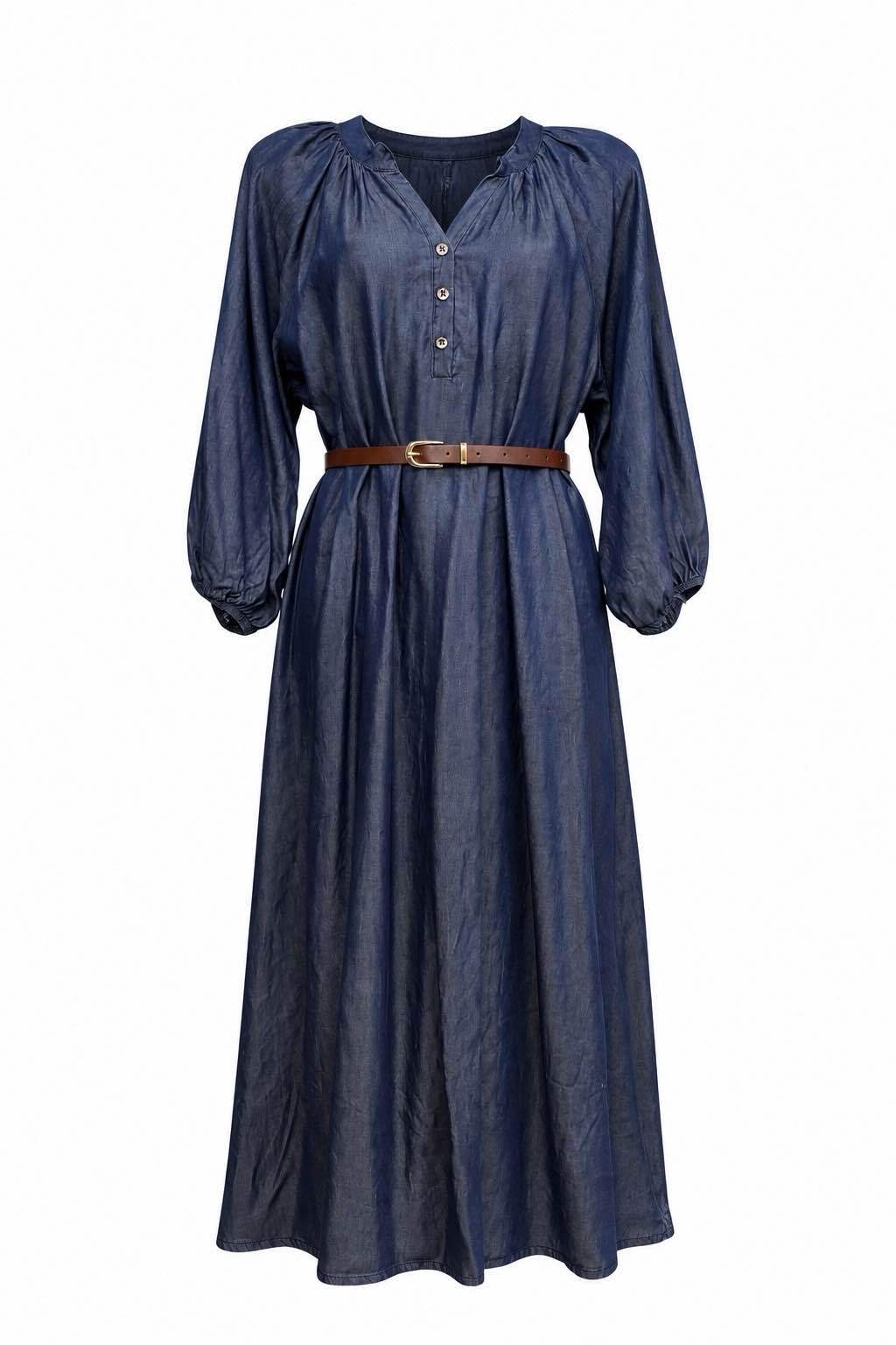 Midi Shirt Dress with Belt