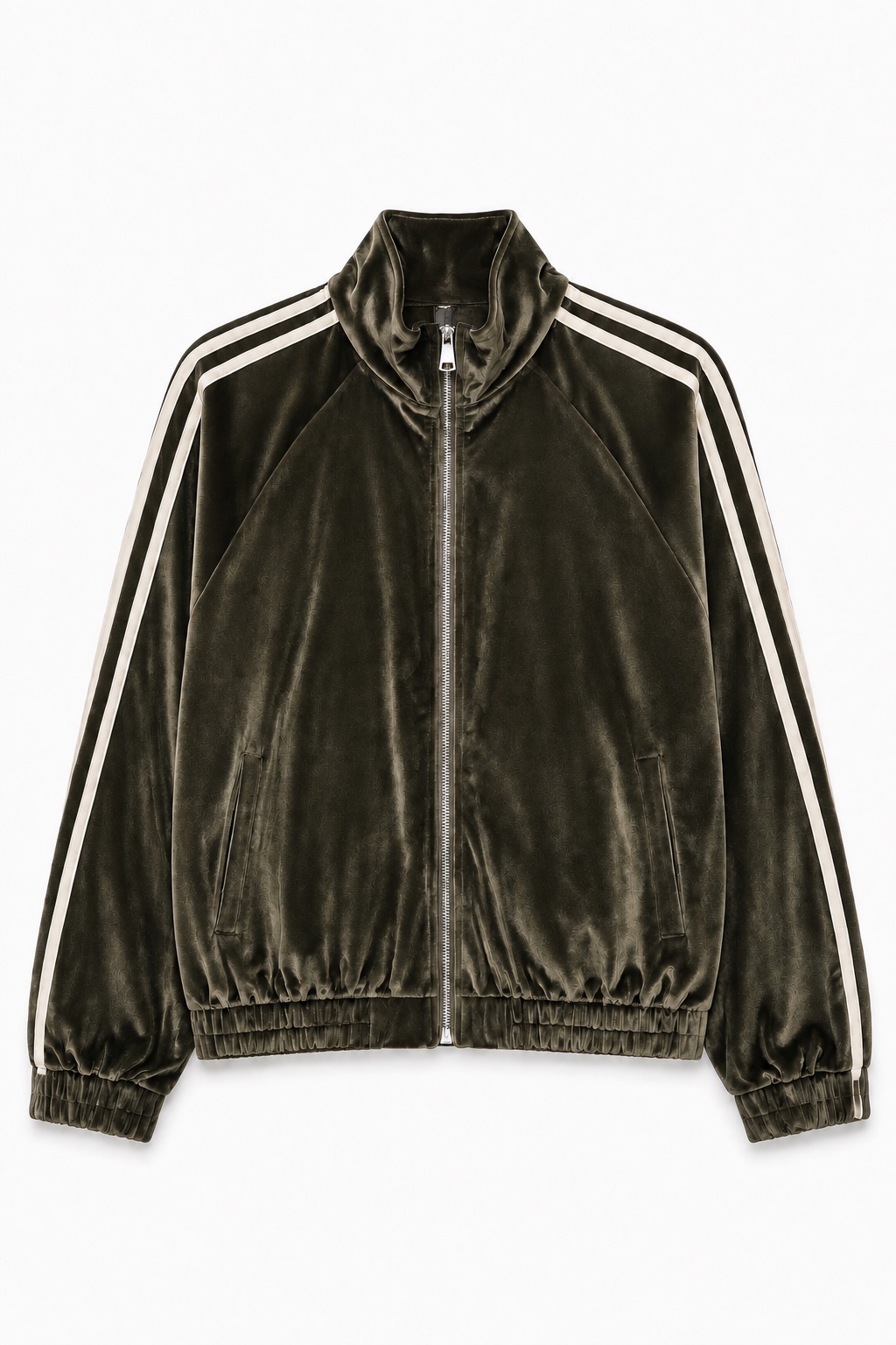 Velour Bomber Jacket with Stand Collar