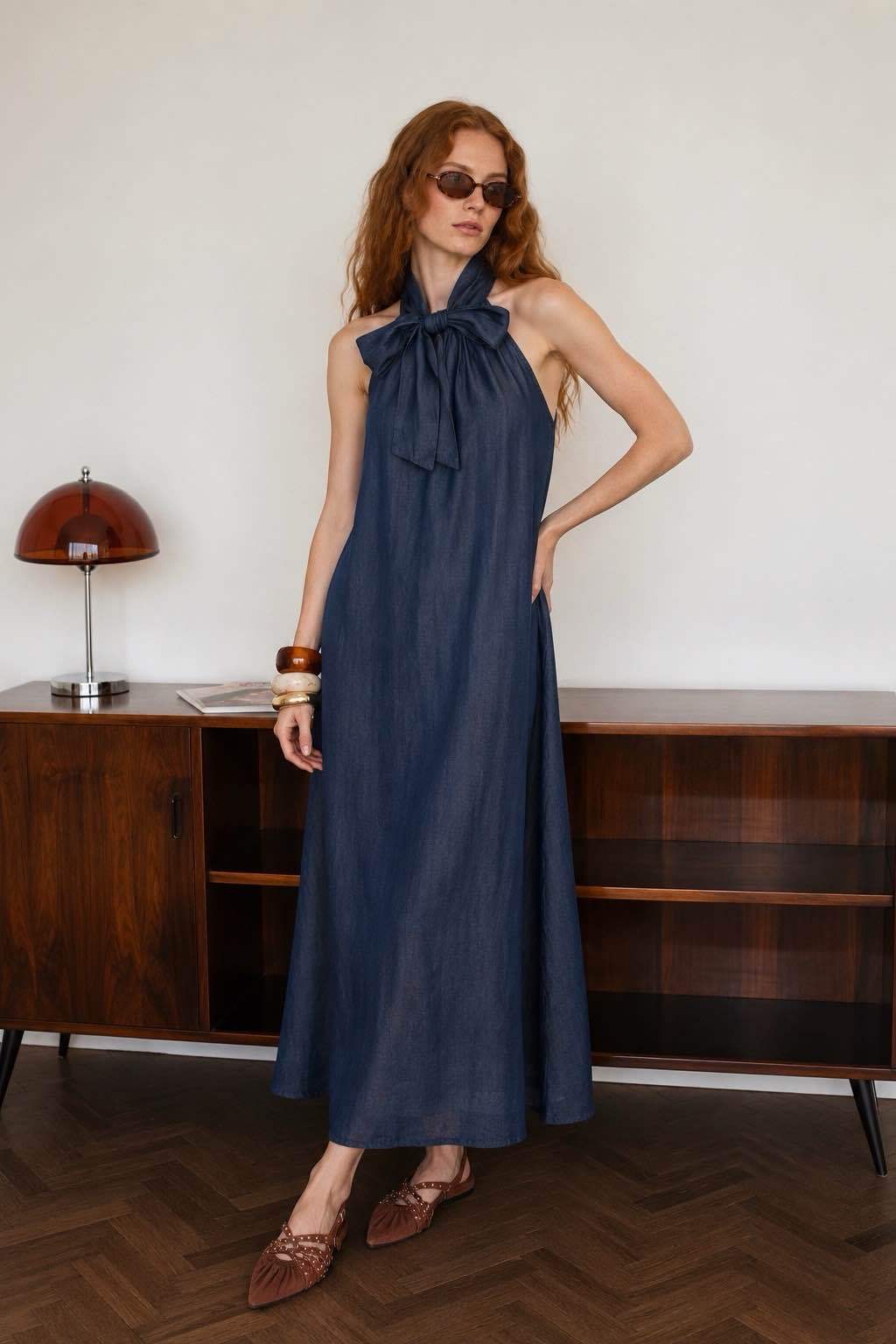Halter Maxi Dress with Bow