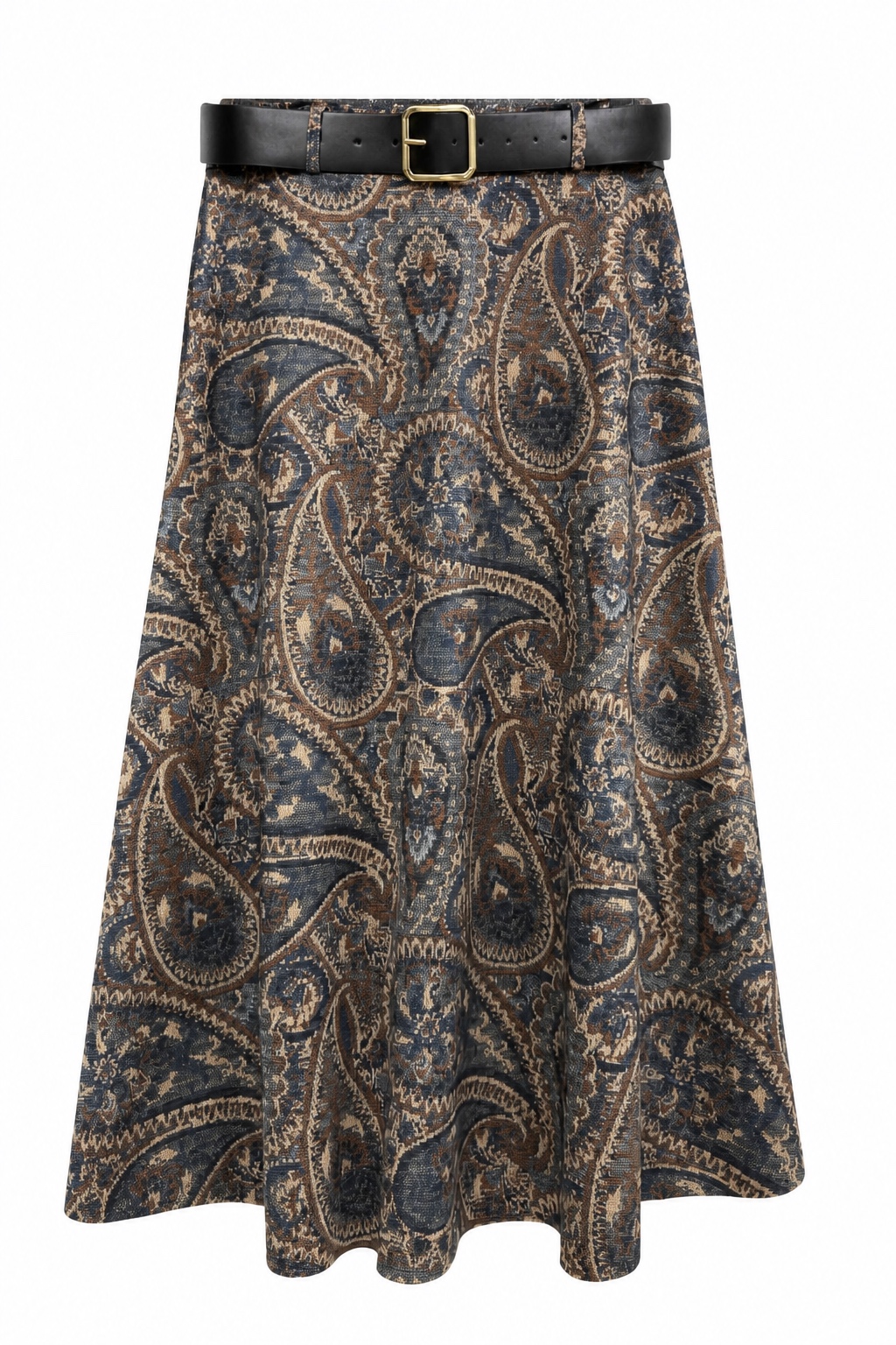 Paisley Flared Midi Skirt