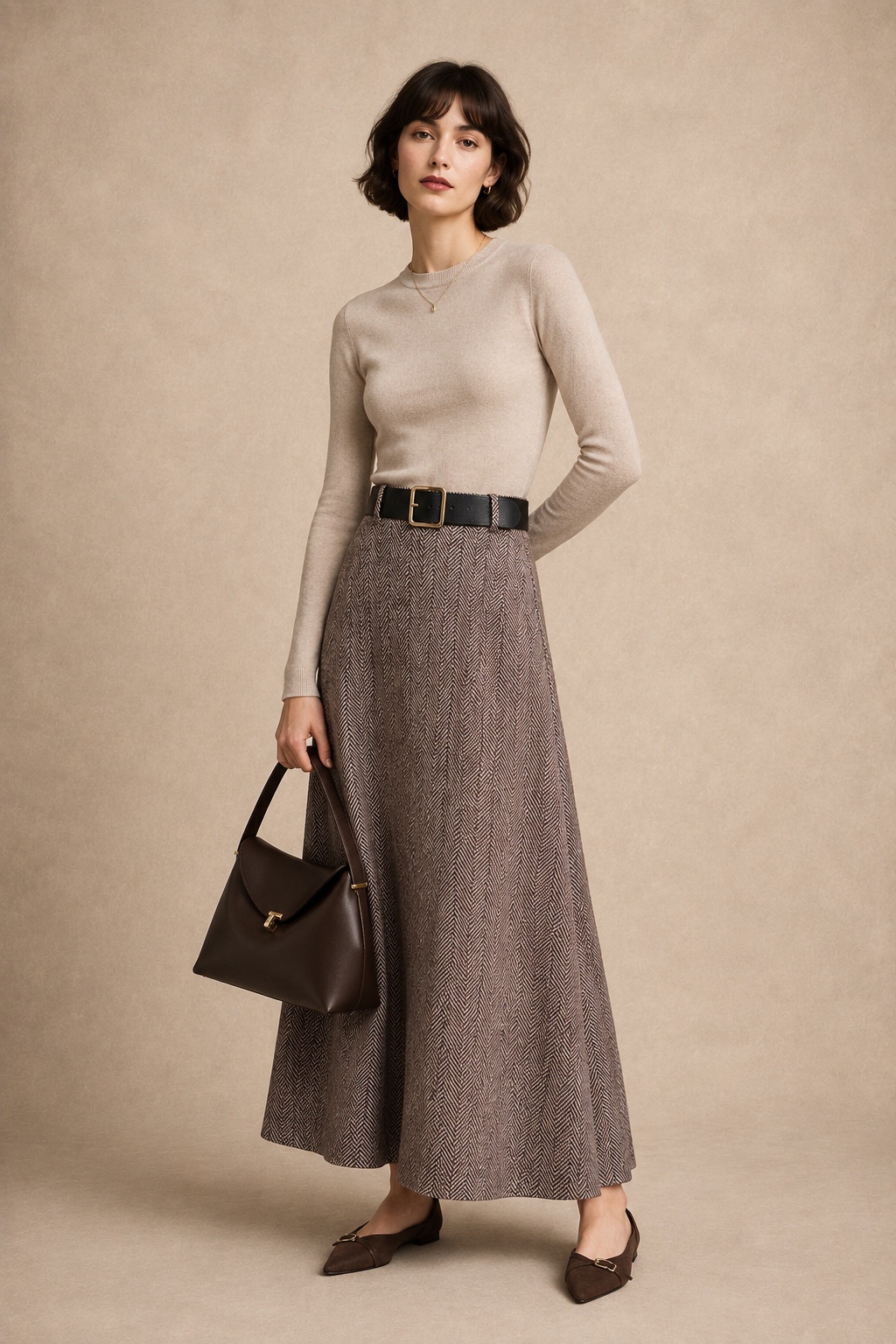 A-Line Maxi Skirt with Belt