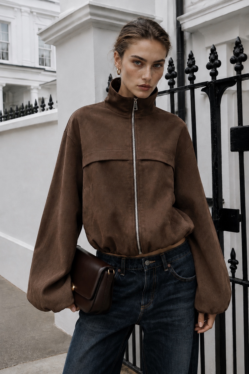 Oversize Jacket with Funnel Neck
