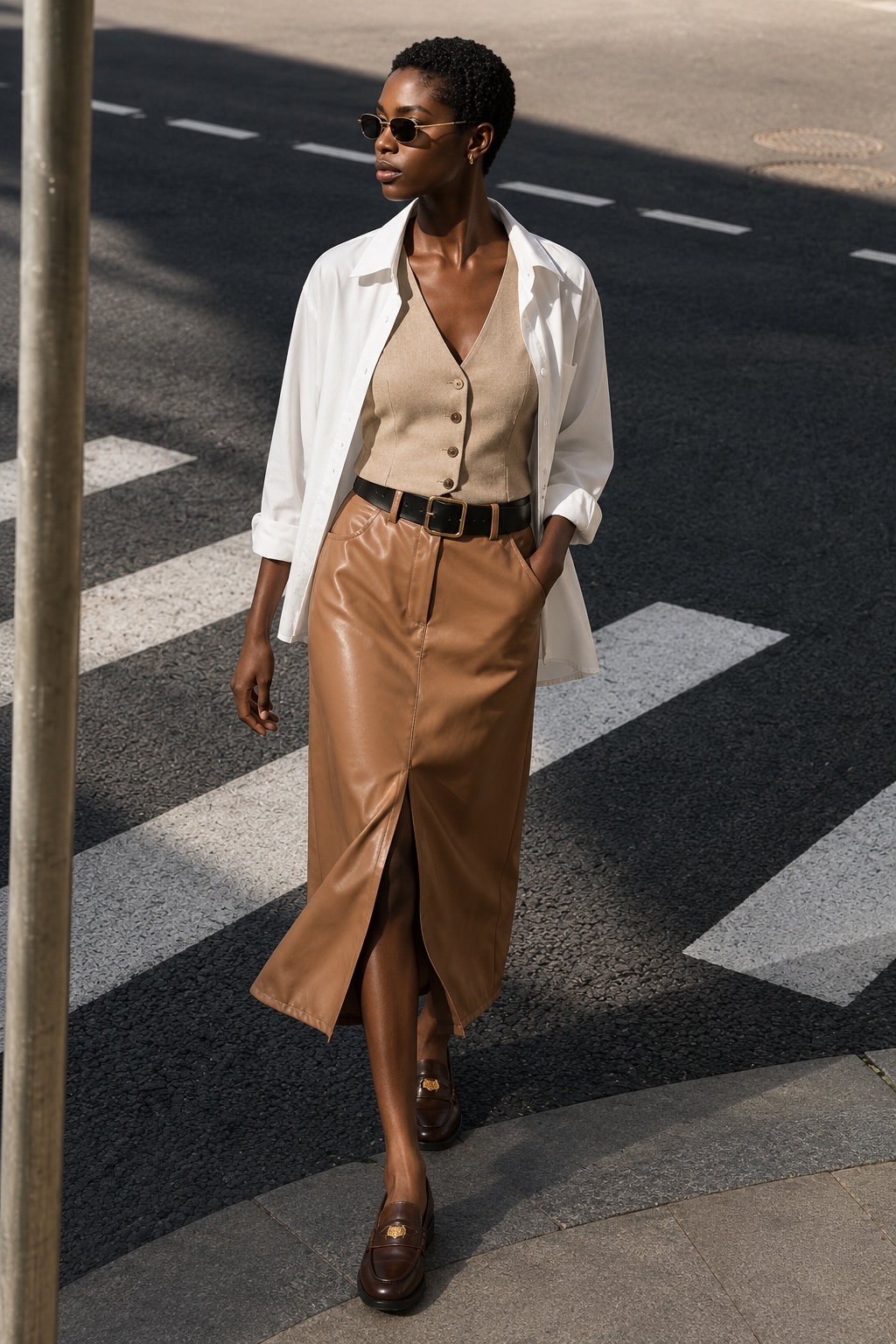 Midi Pencil Skirt with Belt