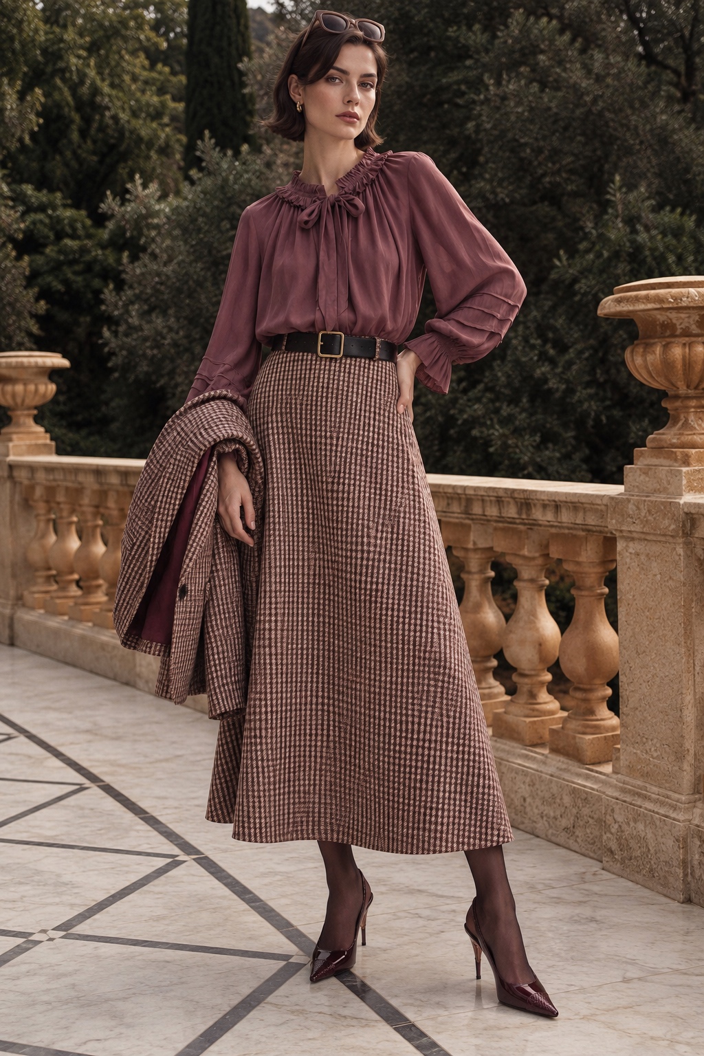 A-line Midi Skirt in Check