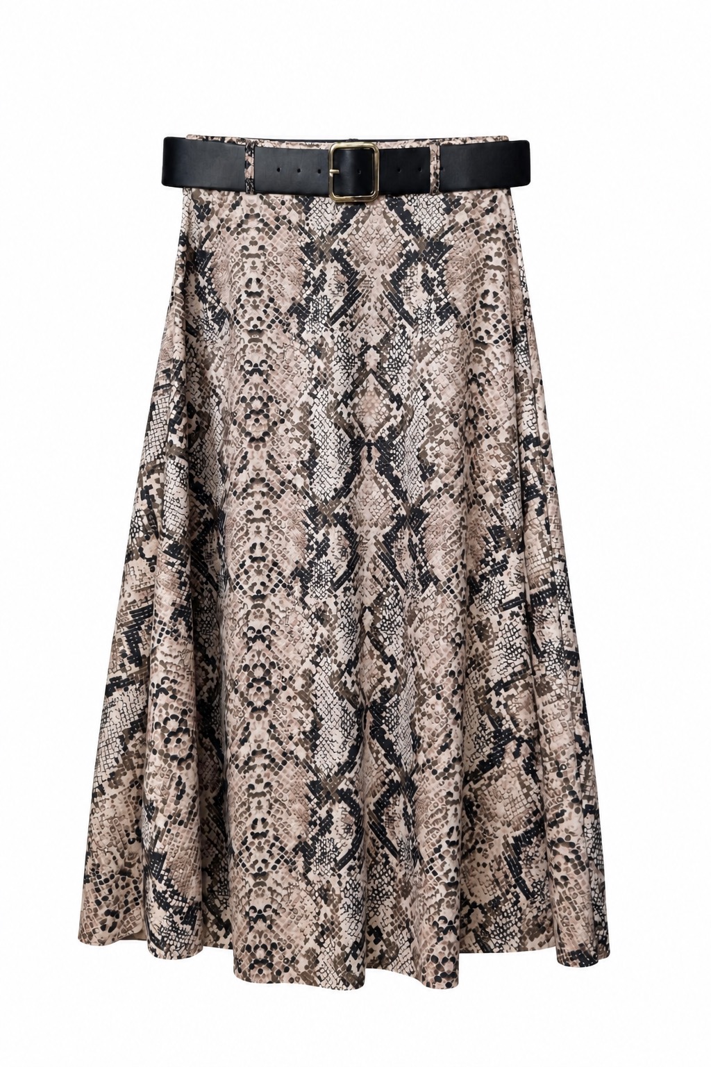 Flared Midi Skirt with Belt
