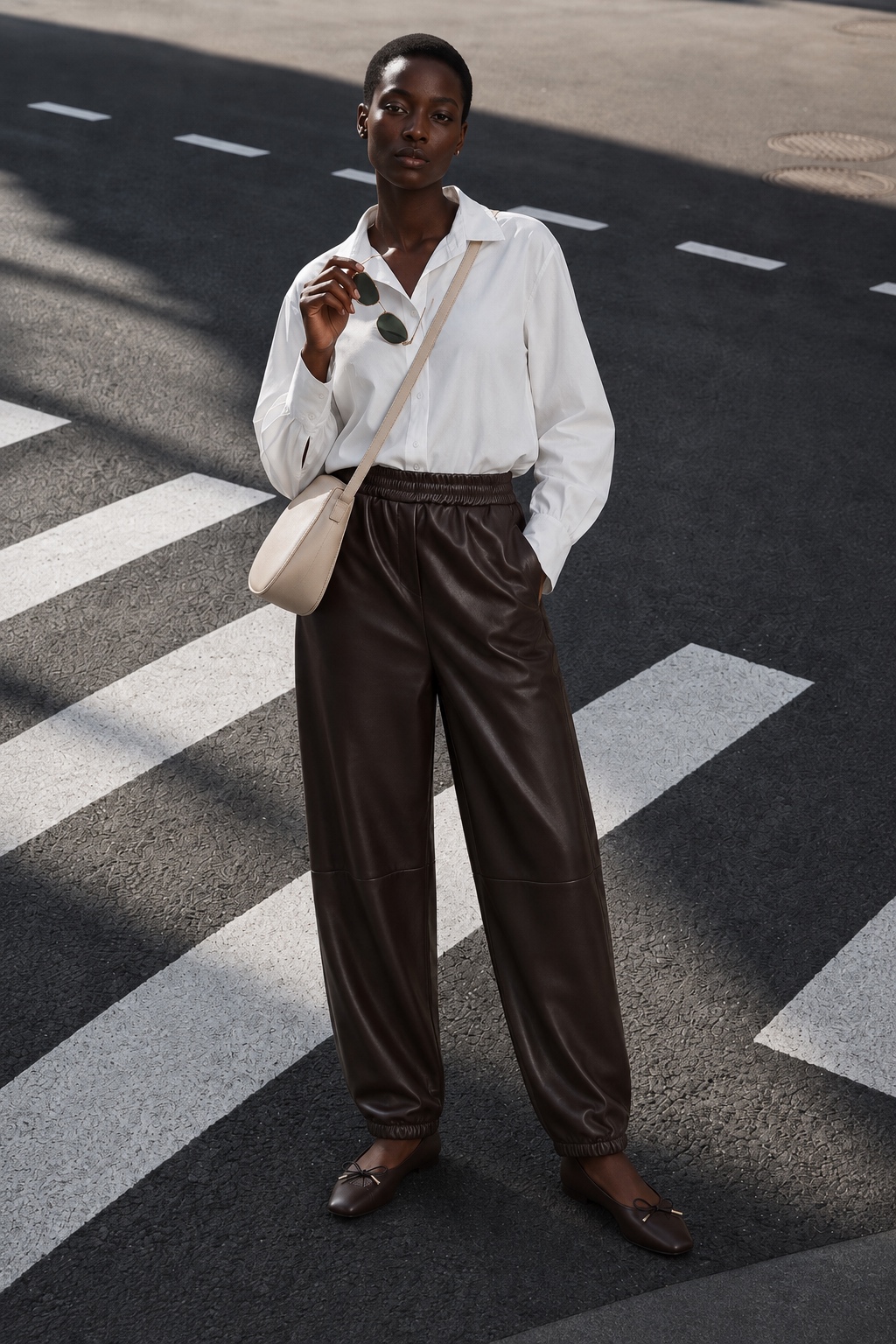 Eco-Leather Jogger Trousers