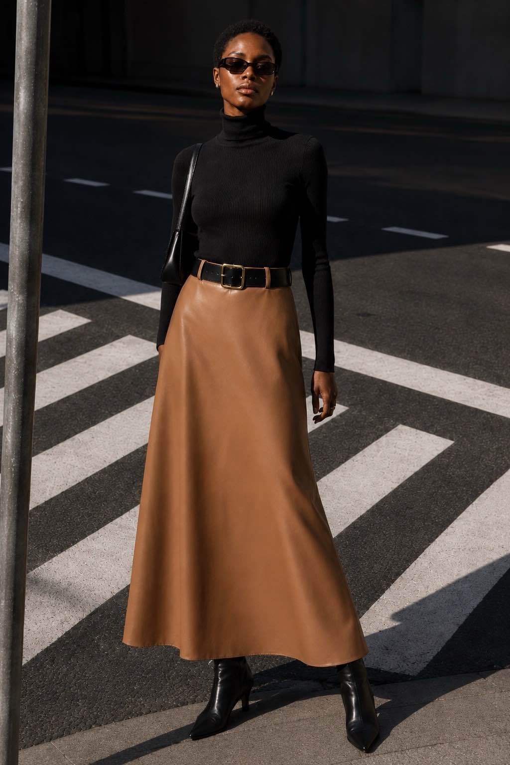 A-line Midi Skirt with Belt