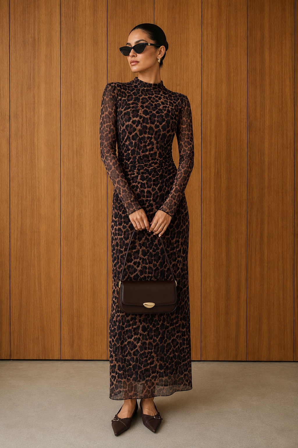Fitted Maxi Dress with Mock Neck