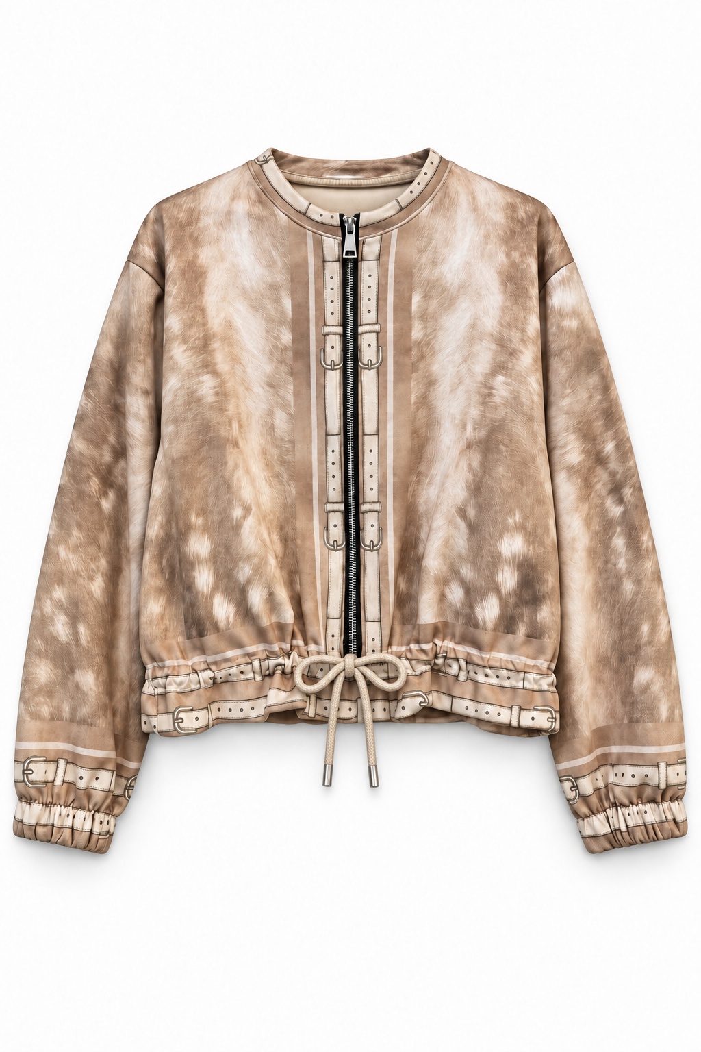 Relaxed Drawstring Bomber Jacket